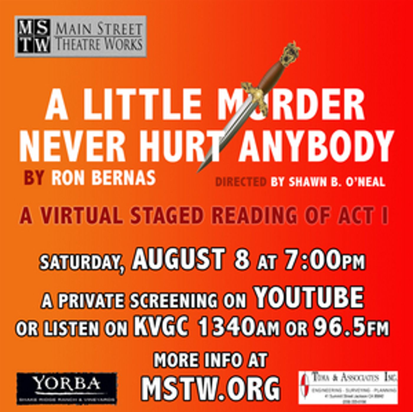 Main Street Theatre Works Presents Virtual Reading of A LITTLE MURDER NEVER HURT ANYBODY, Act I Main Street Theatre Works Presents Virtual Reading of A LITTLE MURDER NEVER HURT ANYBODY, Act I Image