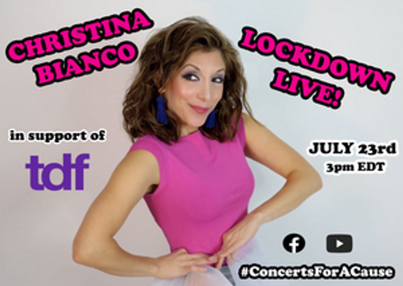 Feature: CHRISTINA BIANCO LOCKDOWN LIVE! Benefitting TDF Will Livestream July 23rd At 3:00 pm Feature: CHRISTINA BIANCO LOCKDOWN LIVE! Benefitting TDF Will Livestream July 23rd At 3:00 pm Image