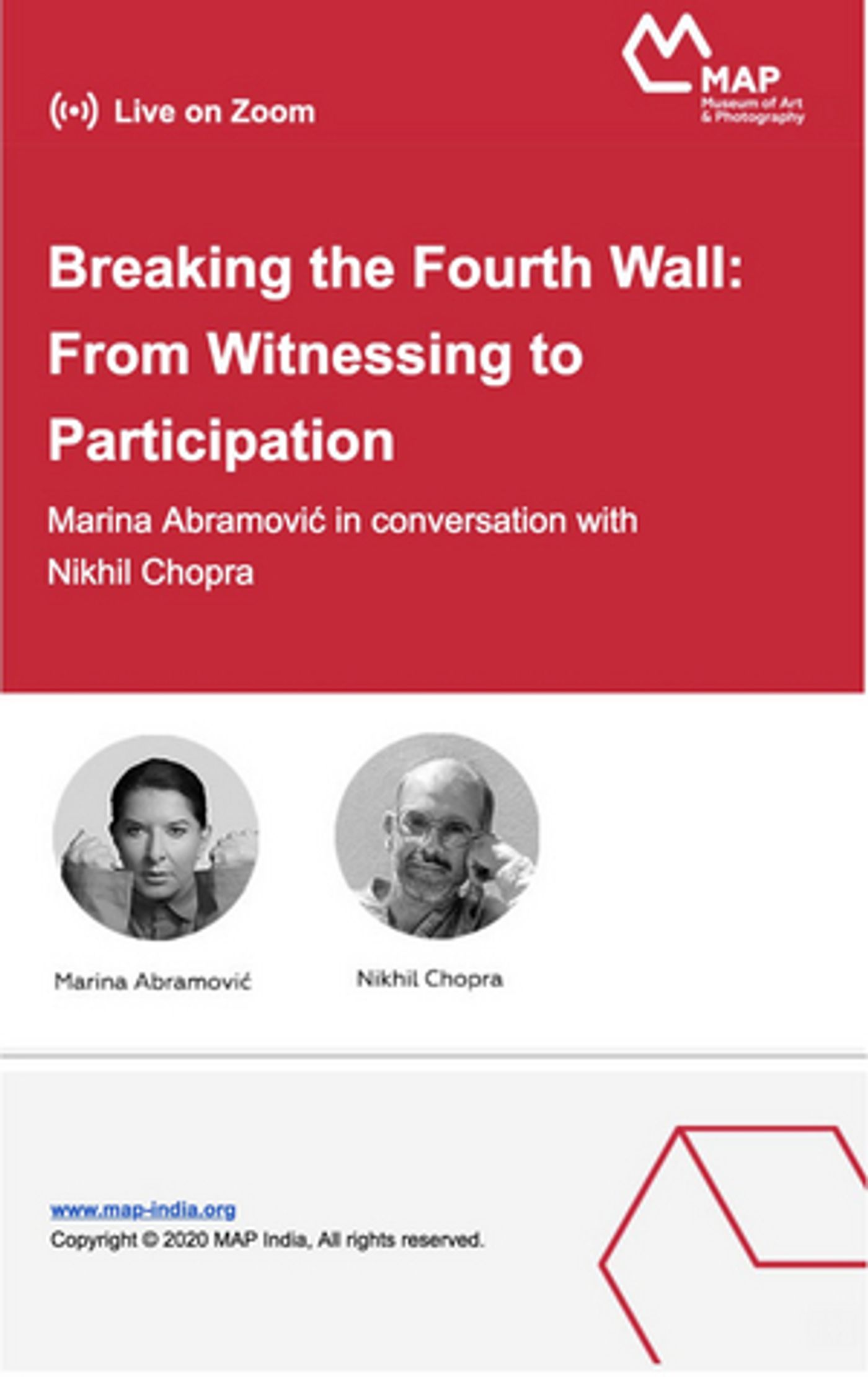 Marina Abramović and Nikhil Chopra Join BREAKING THE FOURTH WALL: FROM WITNESSING TO PARTICIPATION  Image
