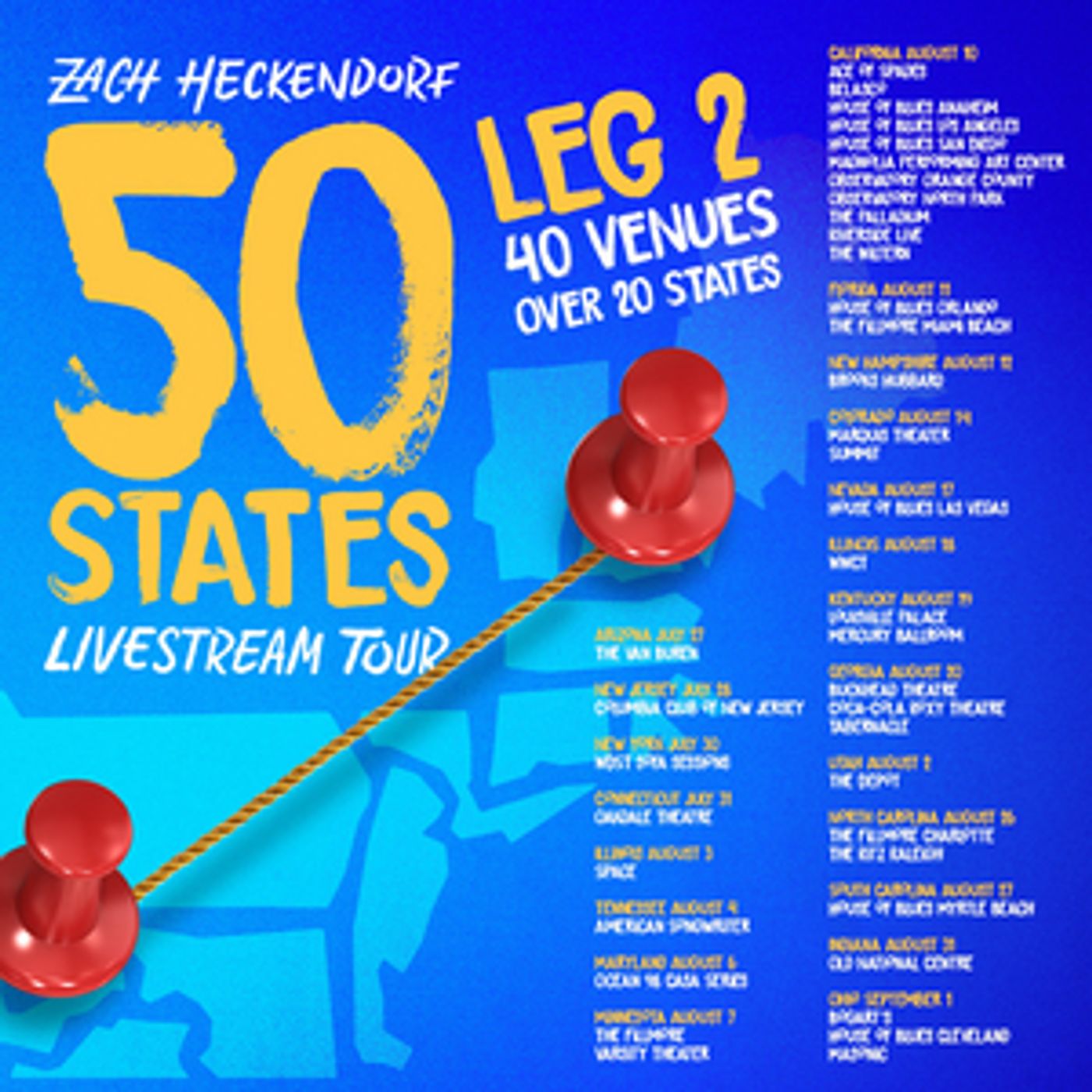 Zach Heckendorf Announces Second Leg of '50 States Livestream Tour' Zach Heckendorf Announces Second Leg of '50 States Livestream Tour' Image