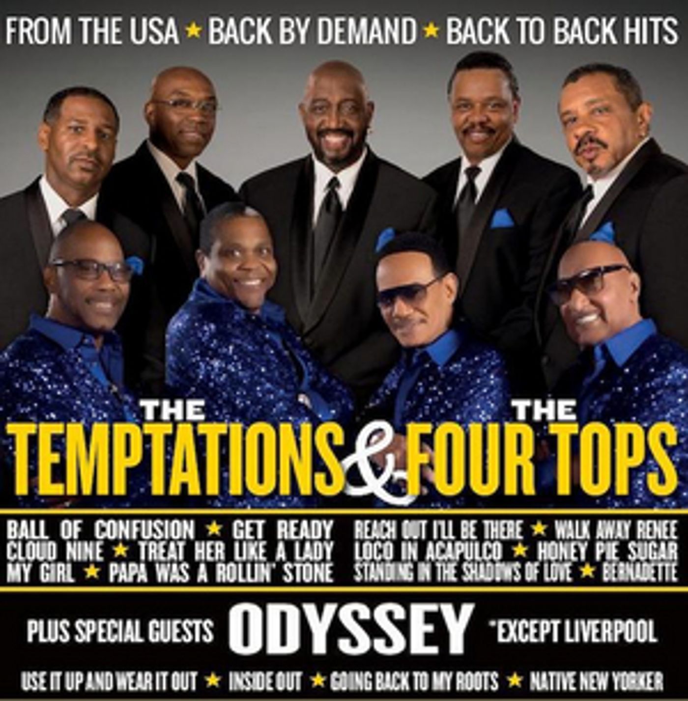 The Four Tops, Temptations & Odyssey Reschedule UK Tour to 2021 The Four Tops, Temptations & Odyssey Reschedule UK Tour to 2021 Image