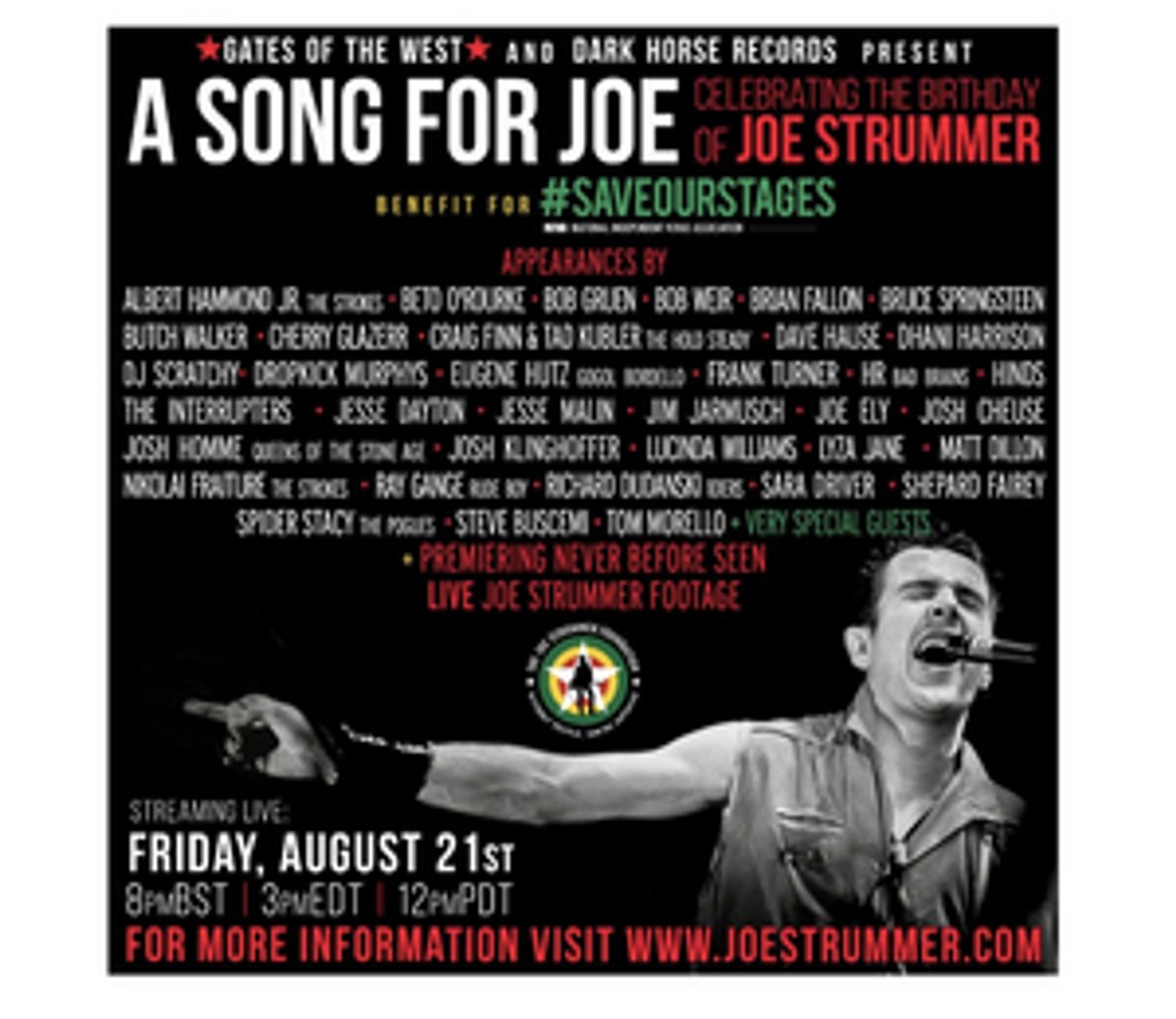 Video: Gates of the West & Dark Horse Records present 'A Song For Joe: Celebrating The Life Of Joe Strummer  Image