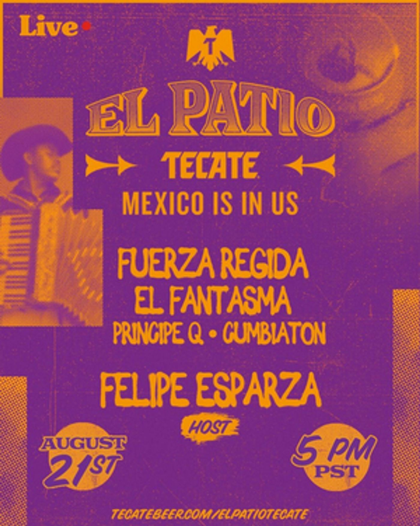 Fuerza Regido and El Fantasma Tapped For Tecate's New Latin Music Livestream Concert Series & Fundraiser EL PATIO Fuerza Regido and El Fantasma Tapped For Tecate's New Latin Music Livestream Concert Series & Fundraiser EL PATIO Image
