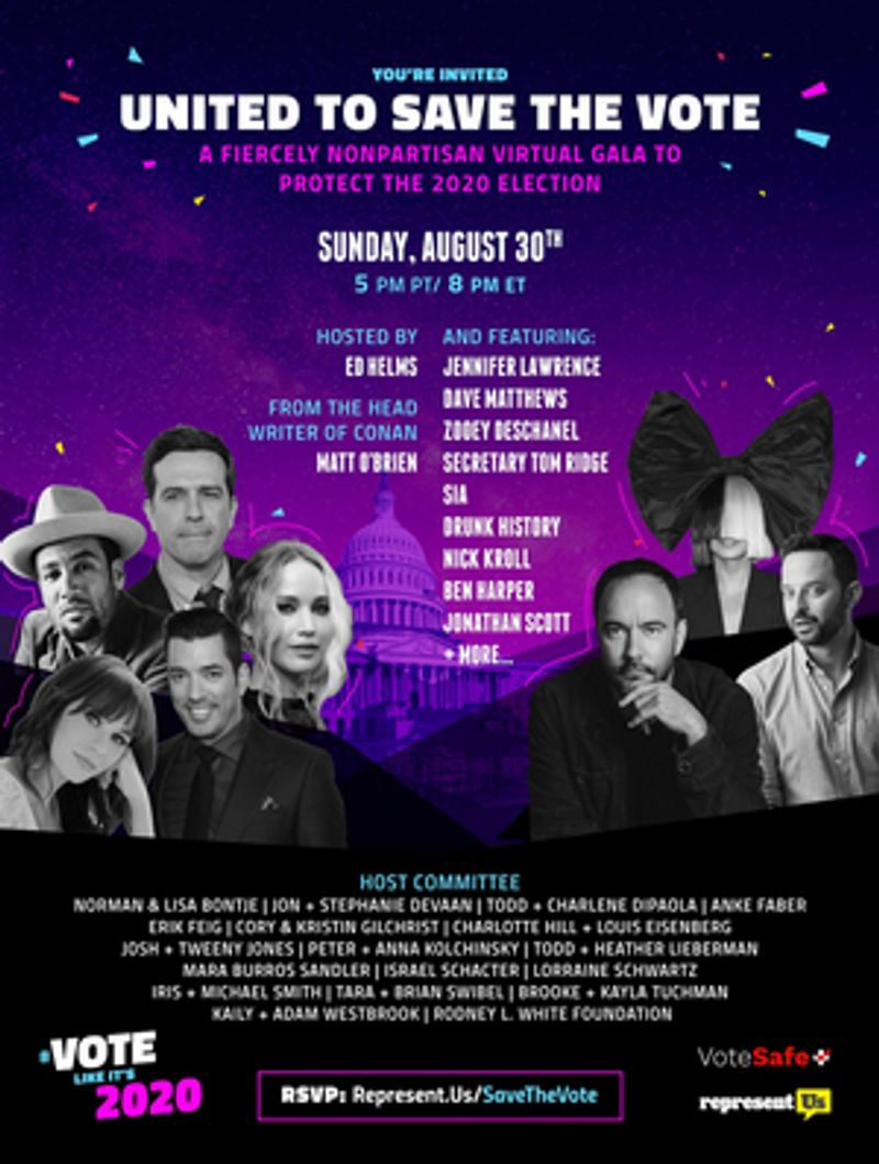 Jennifer Lawrence, Zooey Deschanel & More Join UNITED TO SAVE THE VOTE Nonpartisan Virtual Gala Image
