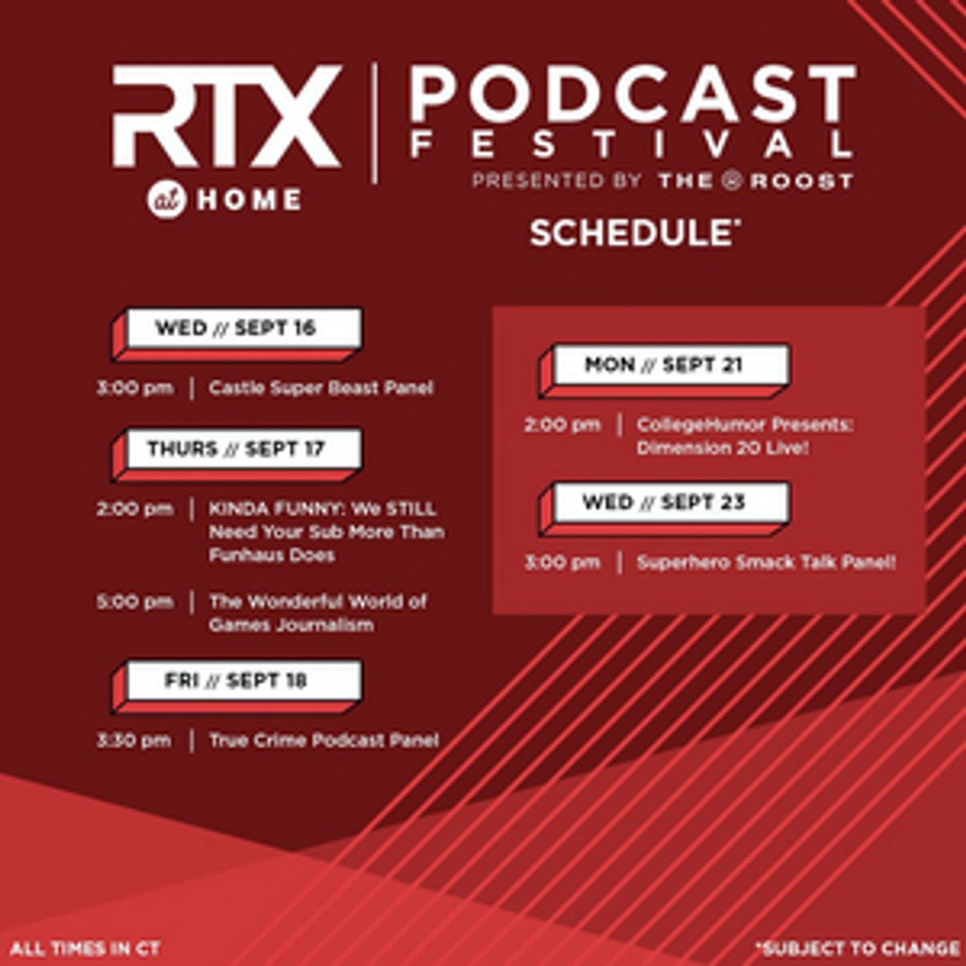 RTX at Home Podcast Festival Presented by The Roost RTX at Home Podcast Festival Presented by The Roost Image