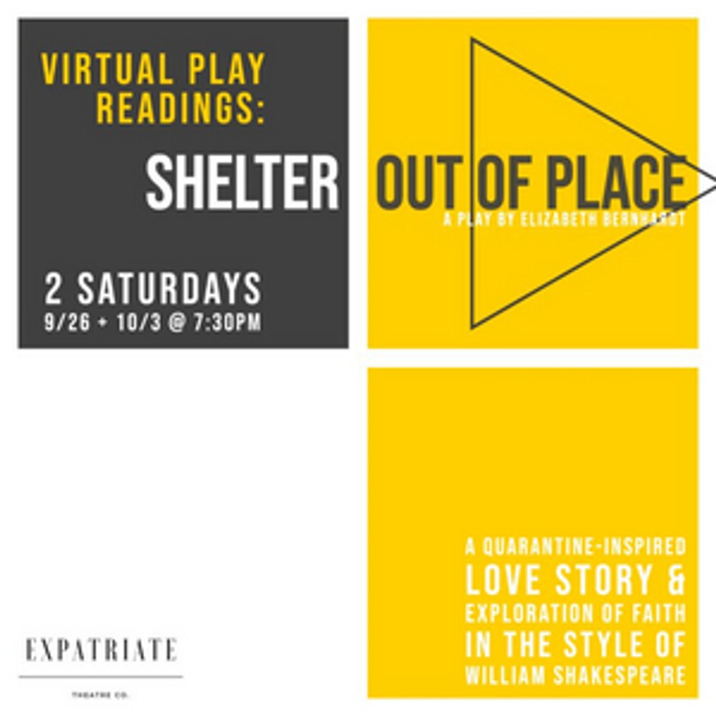 Expatriate Theatre Company Presents SHELTER OUT OF PLACE Virtual Readings and Benefit Expatriate Theatre Company Presents SHELTER OUT OF PLACE Virtual Readings and Benefit Image
