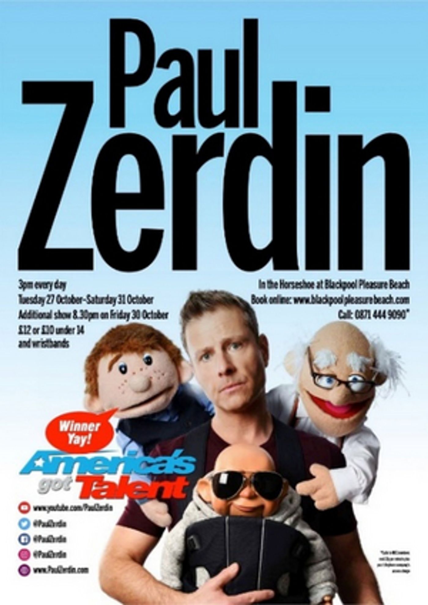 AMERICA'S GOT TALENT Winner Paul Zerdin Checks Into the Horseshoe at Blackpool Pleasure Beach for Half Term Shows  Image