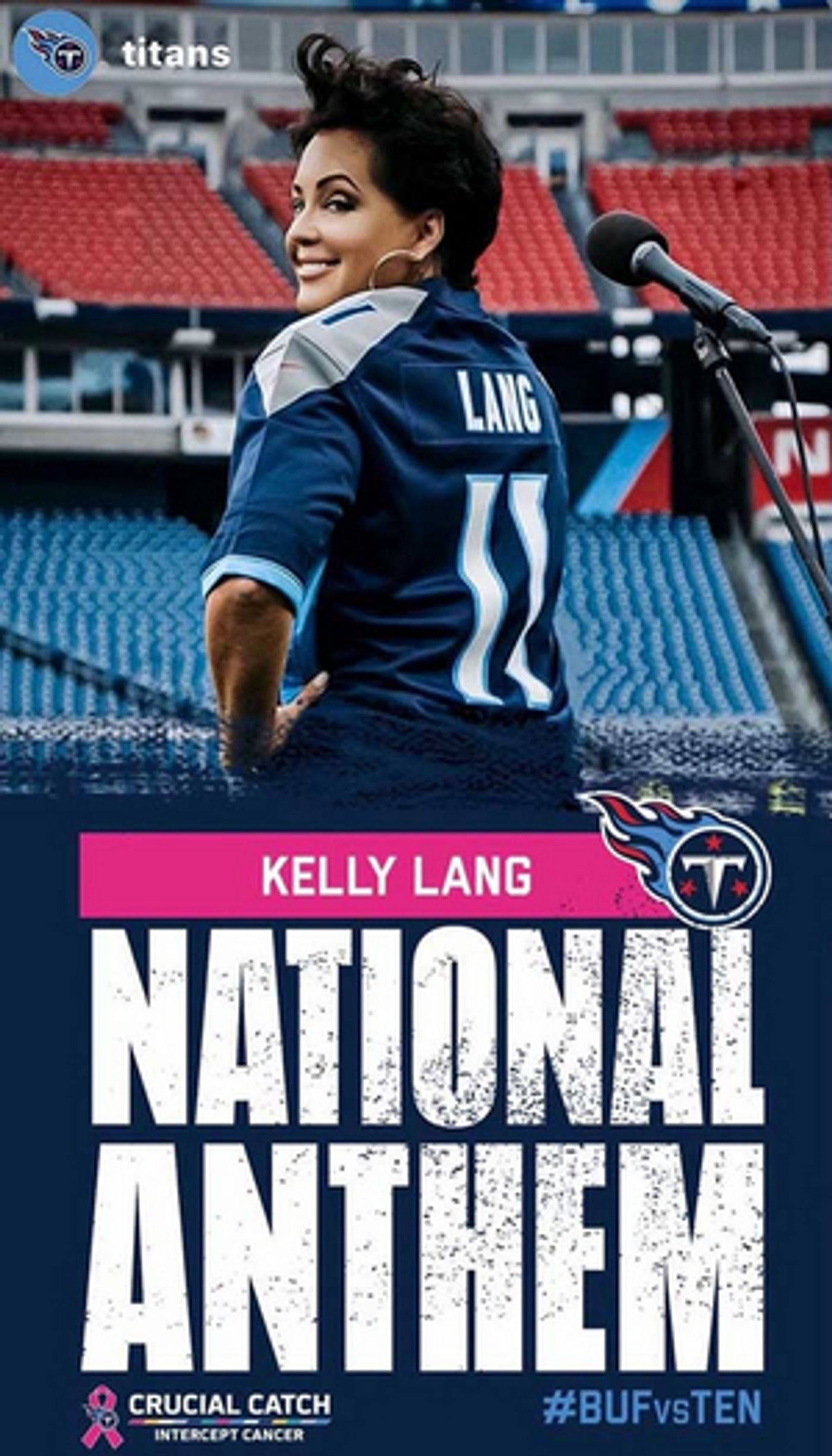 Kelly Lang Performs National Anthem At Nissan Stadium For Tennessee Titans VS. Buffalo Bills NFL Game Kelly Lang Performs National Anthem At Nissan Stadium For Tennessee Titans VS. Buffalo Bills NFL Game Image