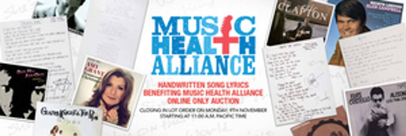 Julien's Auctions Announces Online Charity Auction, 'Handwritten Song Lyrics Benefitting Music Health Alliance' Julien's Auctions Announces Online Charity Auction, 'Handwritten Song Lyrics Benefitting Music Health Alliance' Image