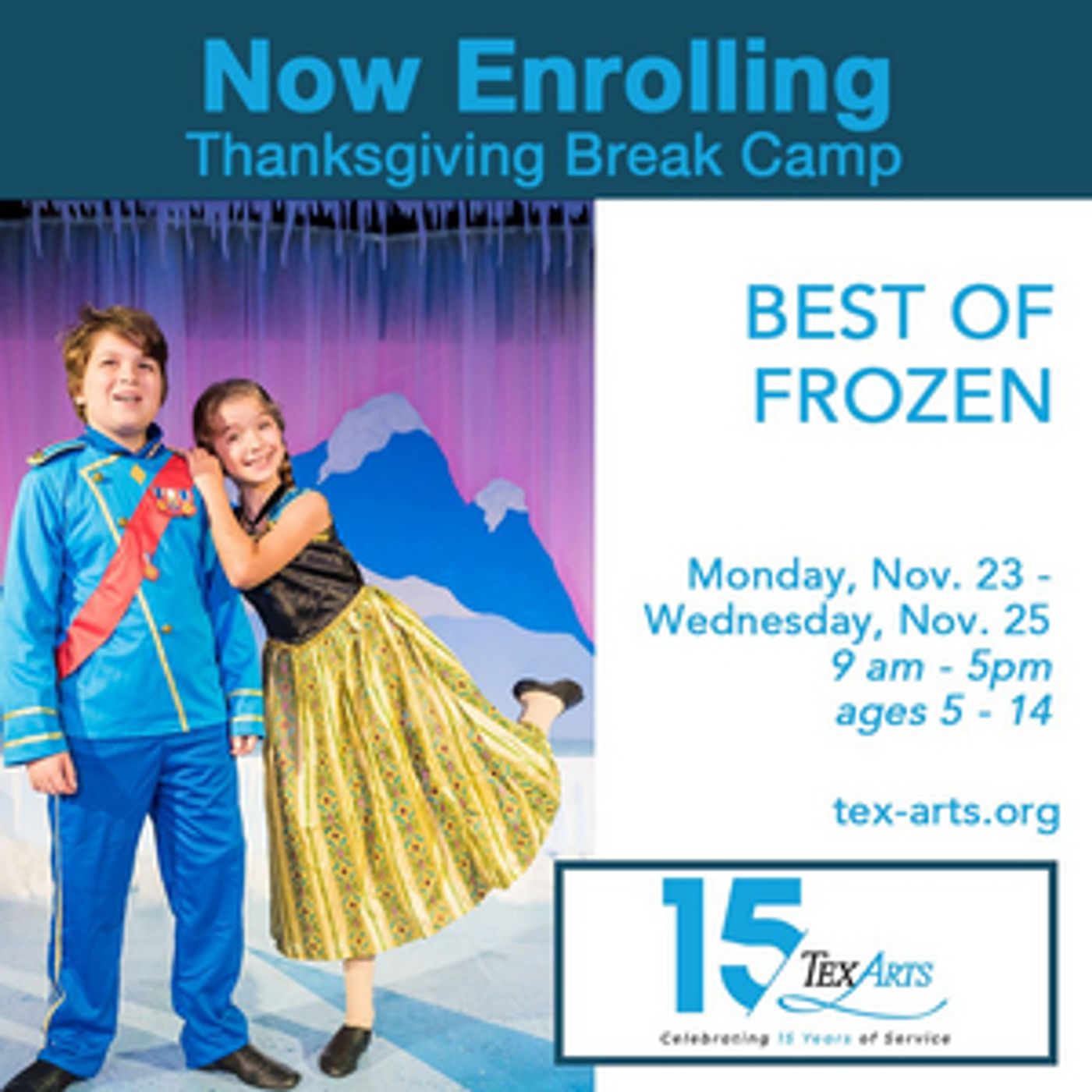 TexARTS Announces Upcoming School Holiday Camps TexARTS Announces Upcoming School Holiday Camps Image