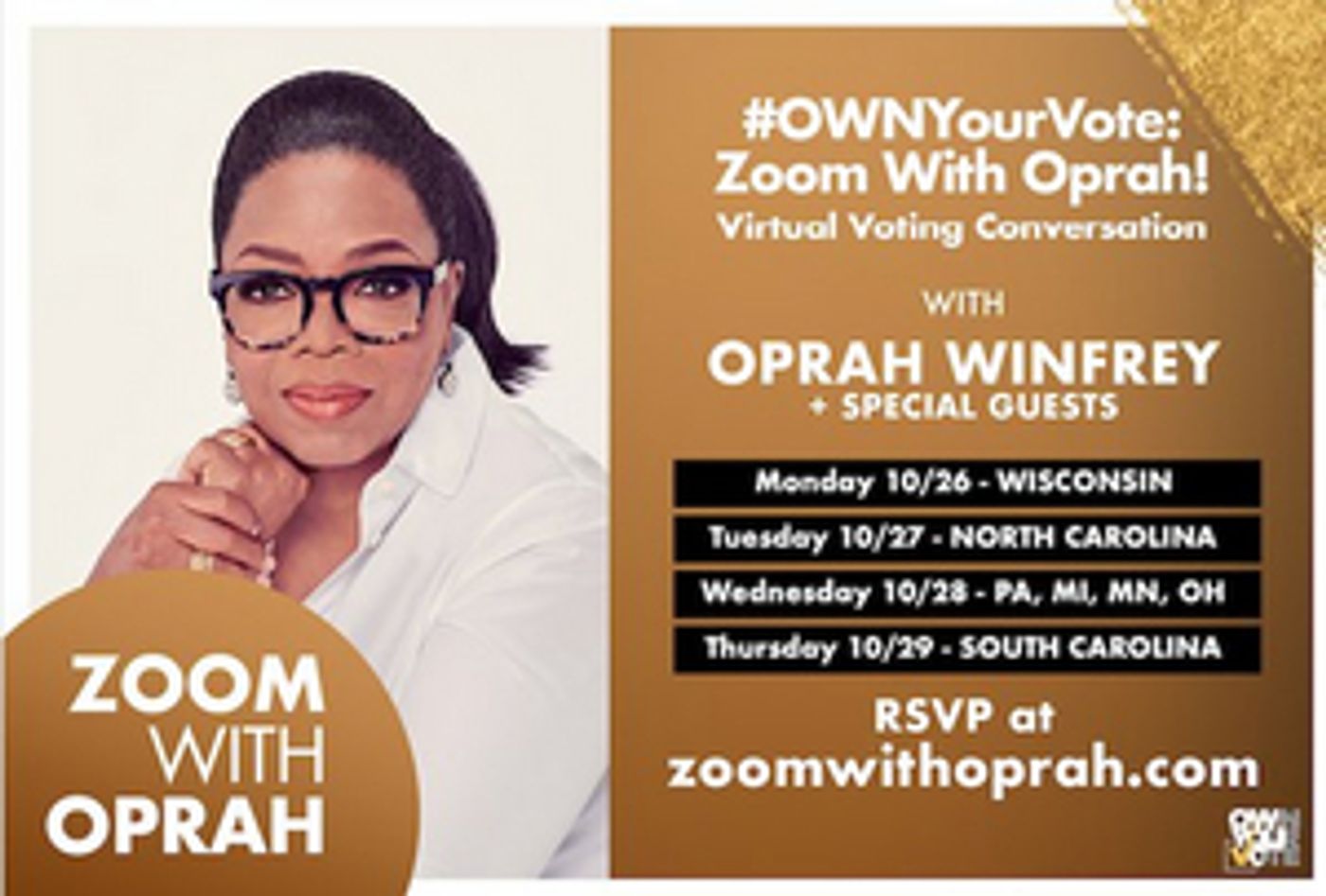 Oprah Winfrey To Host Virtual Town Halls in Key States To Encourage, Inspire and Support Voters Ahead of Election  Image