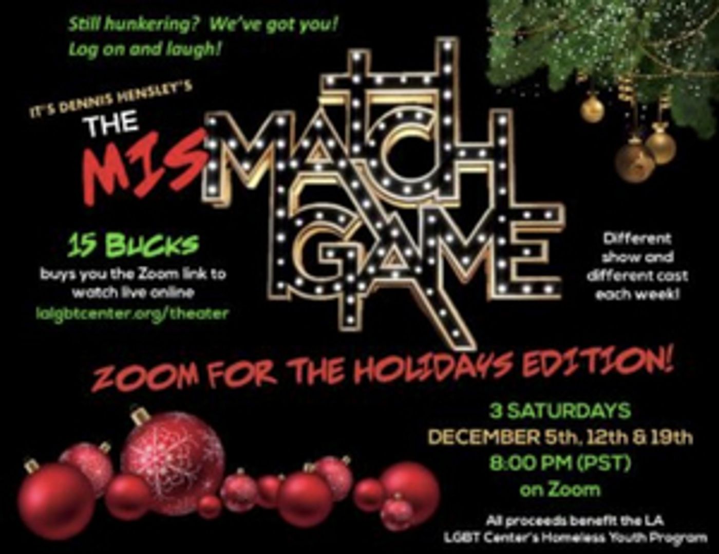 LGBT Center and Dennis Hensley Present THE MISMATCH GAME – ZOOM FOR THE HOLIDAYS EDITION  Image