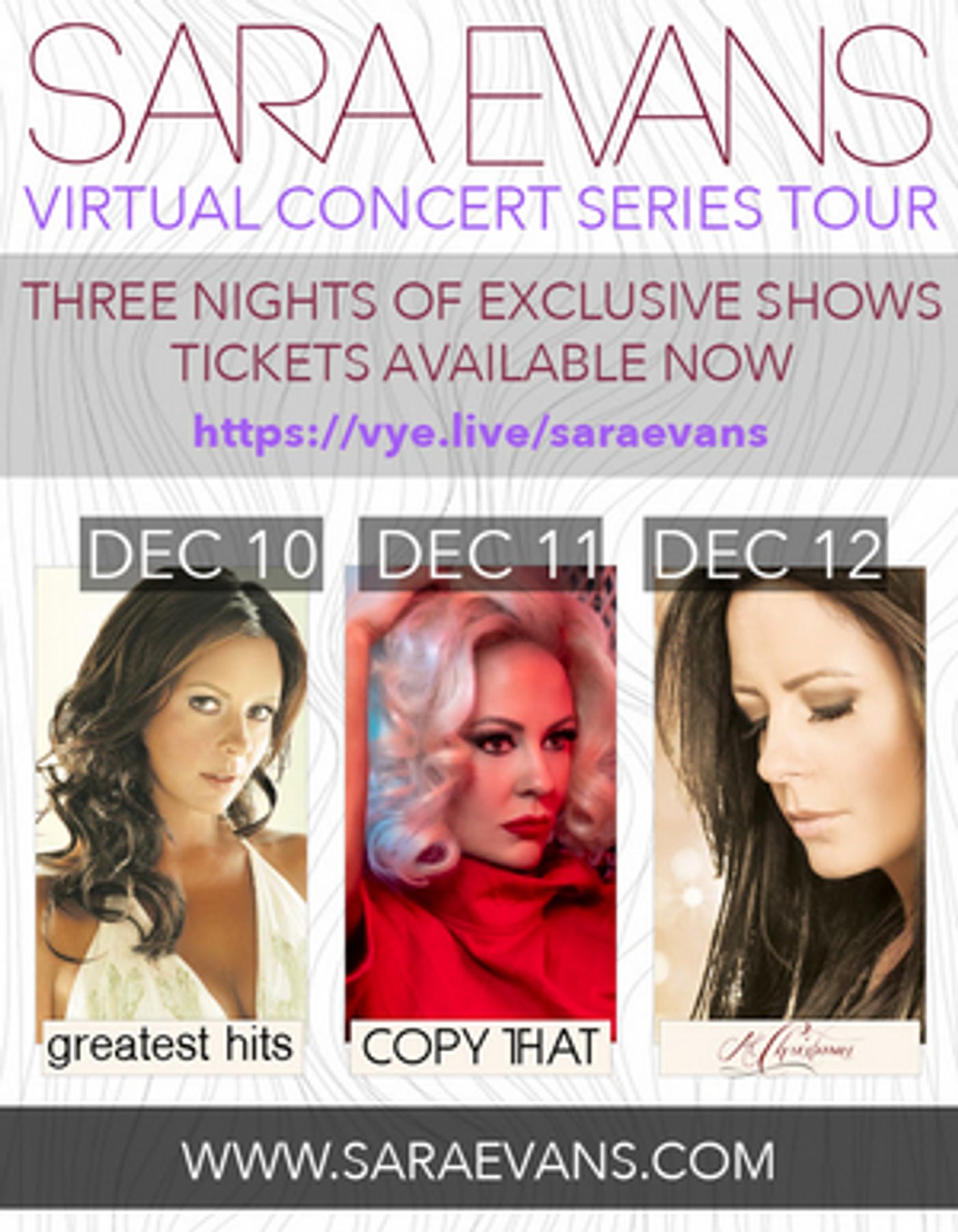 Sara Evans Set for 3 Night Unique Virtual Concert Series with VYE  Image