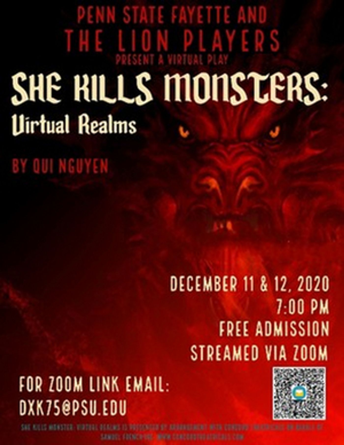 Penn State Fayette Student Theatre Group Presents SHE KILLS MONSTERS: VIRTUAL REALMS Penn State Fayette Student Theatre Group Presents SHE KILLS MONSTERS: VIRTUAL REALMS Image