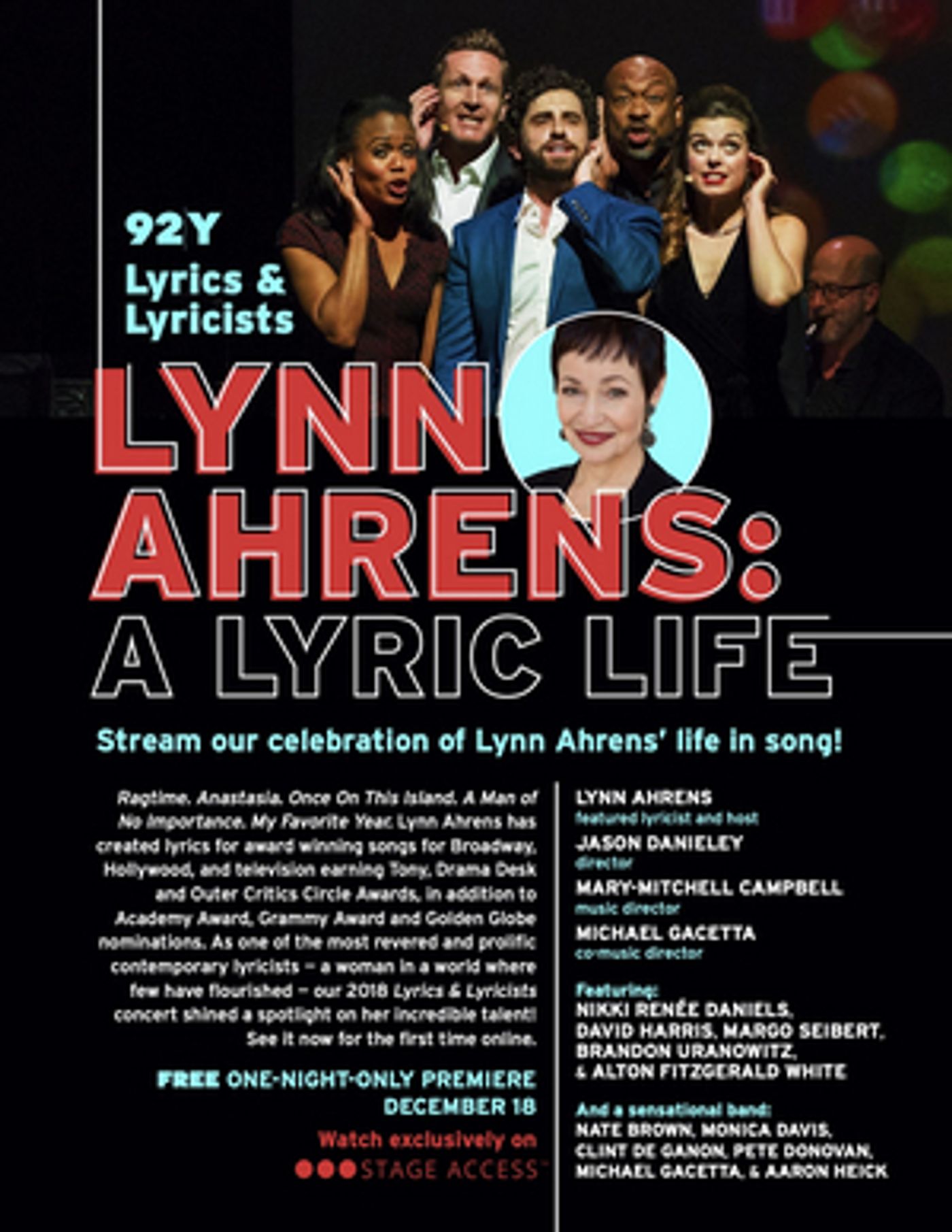 LYNN AHRENS: A LYRIC LIFE  to Premiere Digitally, Featuring Nikki Renée Daniels, Brandon Uranowitz and More  Image