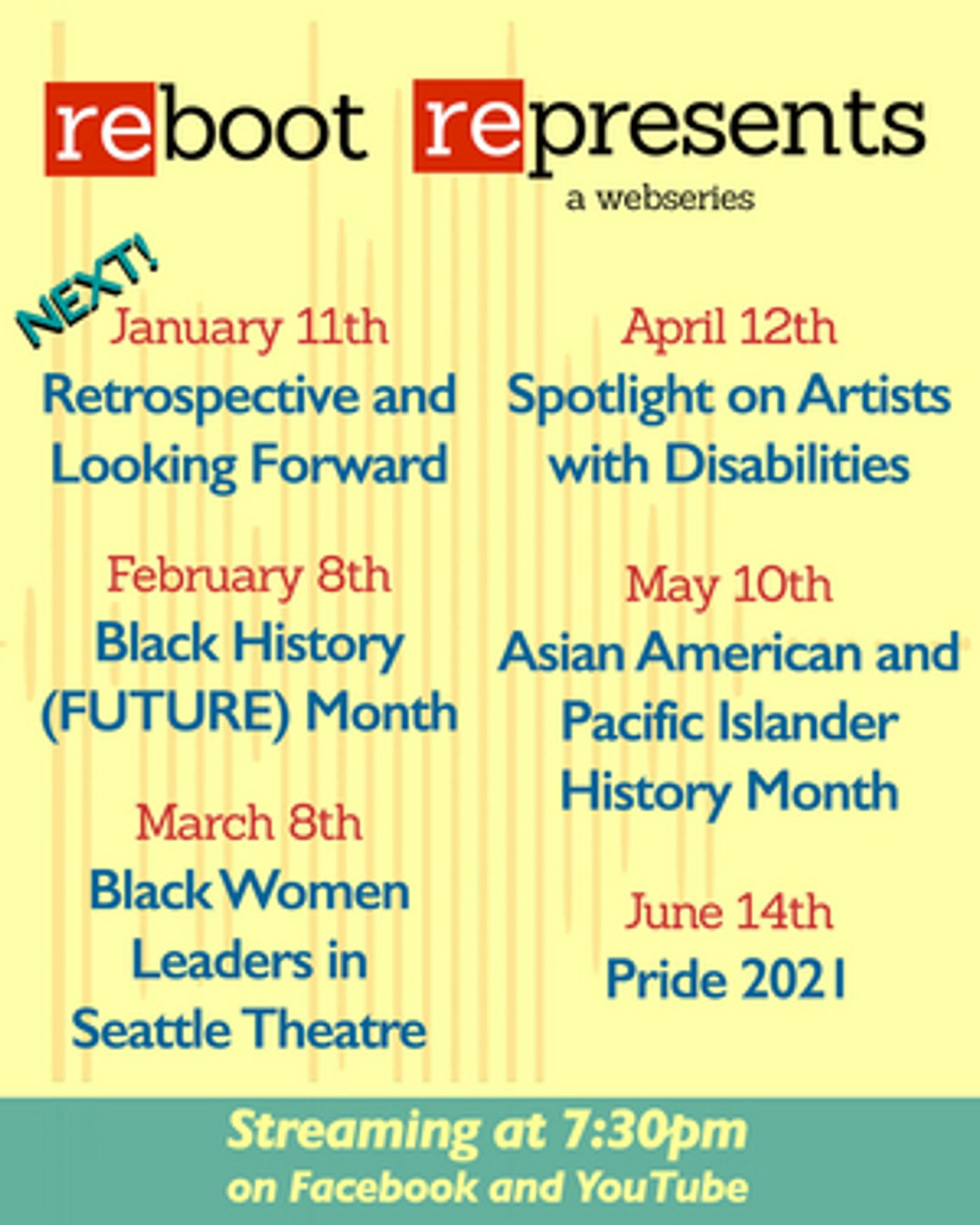 Reboot Theatre Announces 2021 Lineup for Ongoing REBOOT REPRESENTS Web Series  Image