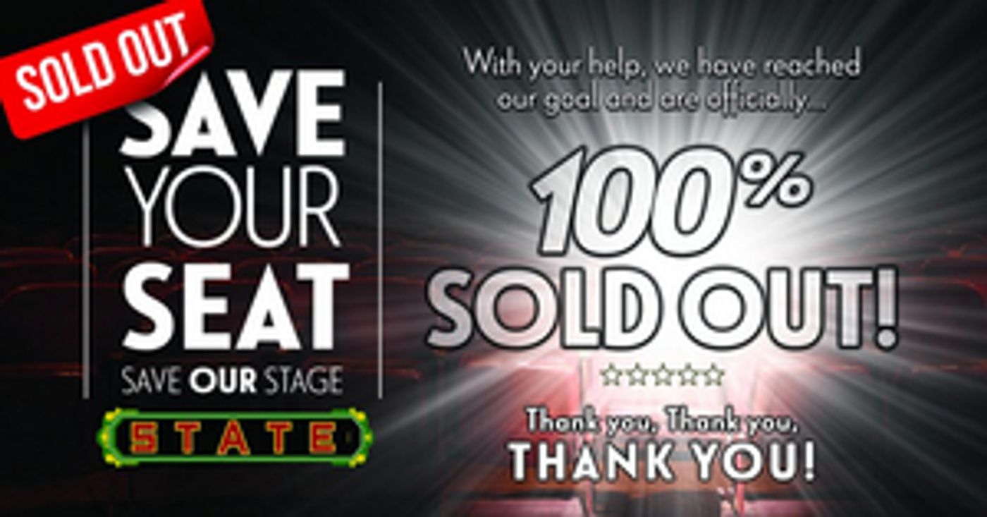 State Theatre Reaches $160,000 Goal Through 'Save Your Seat' Campaign State Theatre Reaches $160,000 Goal Through 'Save Your Seat' Campaign Image
