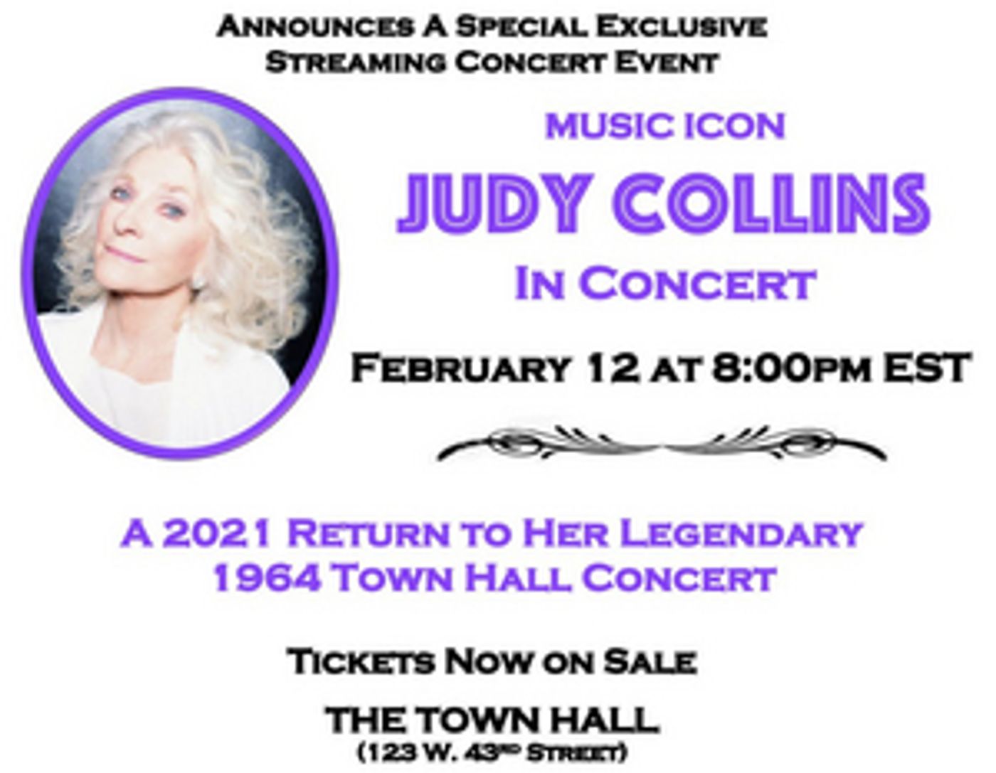 The Town Hall Presents Judy Collins in Concert The Town Hall Presents Judy Collins in Concert Image