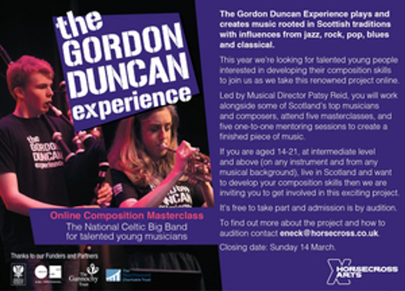 Young Musicians Invited to Audition for The Gordon Duncan Experience Composition Course  Image