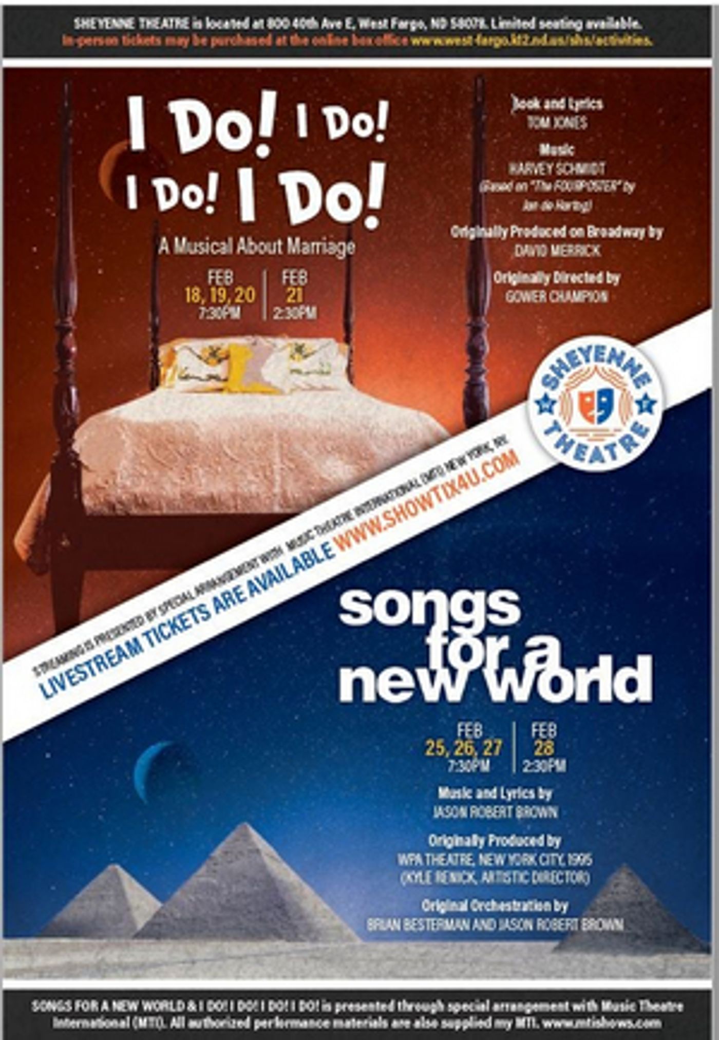 Sheyenne Theatre Announces Upcoming Productions - I DO! I DO! I DO! I DO! and SONGS FOR A NEW WORLD  Image