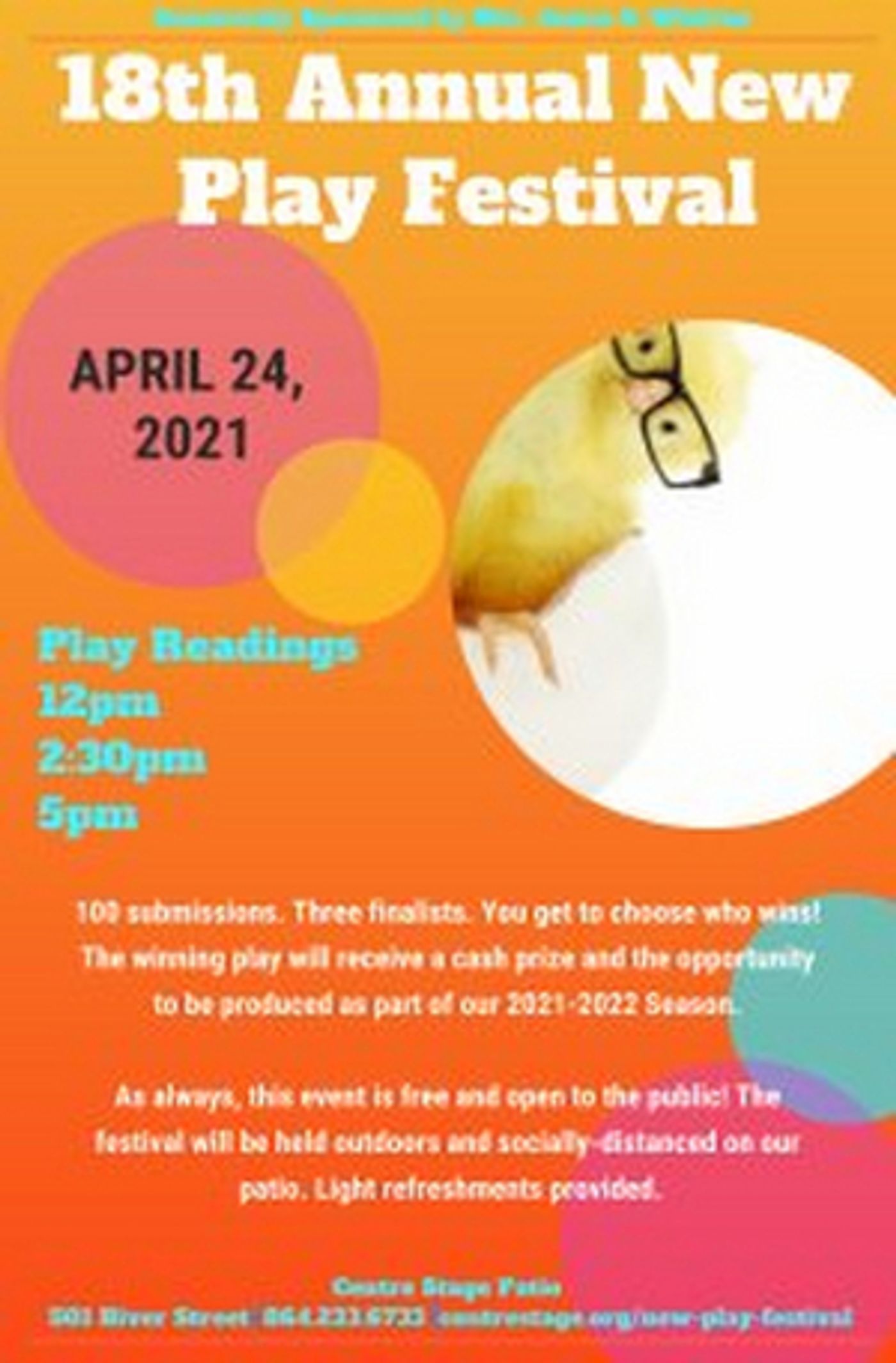 Centre Stage Announces Outdoor NEW PLAY FESTIVAL and PARKING LOT PARTY  Image