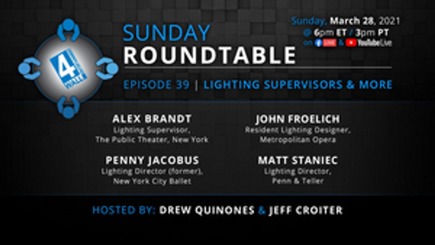 Lighting Supervisors from the Metropolitan Opera, New York City Ballet & More to Join 4WALL SUNDAY ROUNDTABLE Lighting Supervisors from the Metropolitan Opera, New York City Ballet & More to Join 4WALL SUNDAY ROUNDTABLE Image