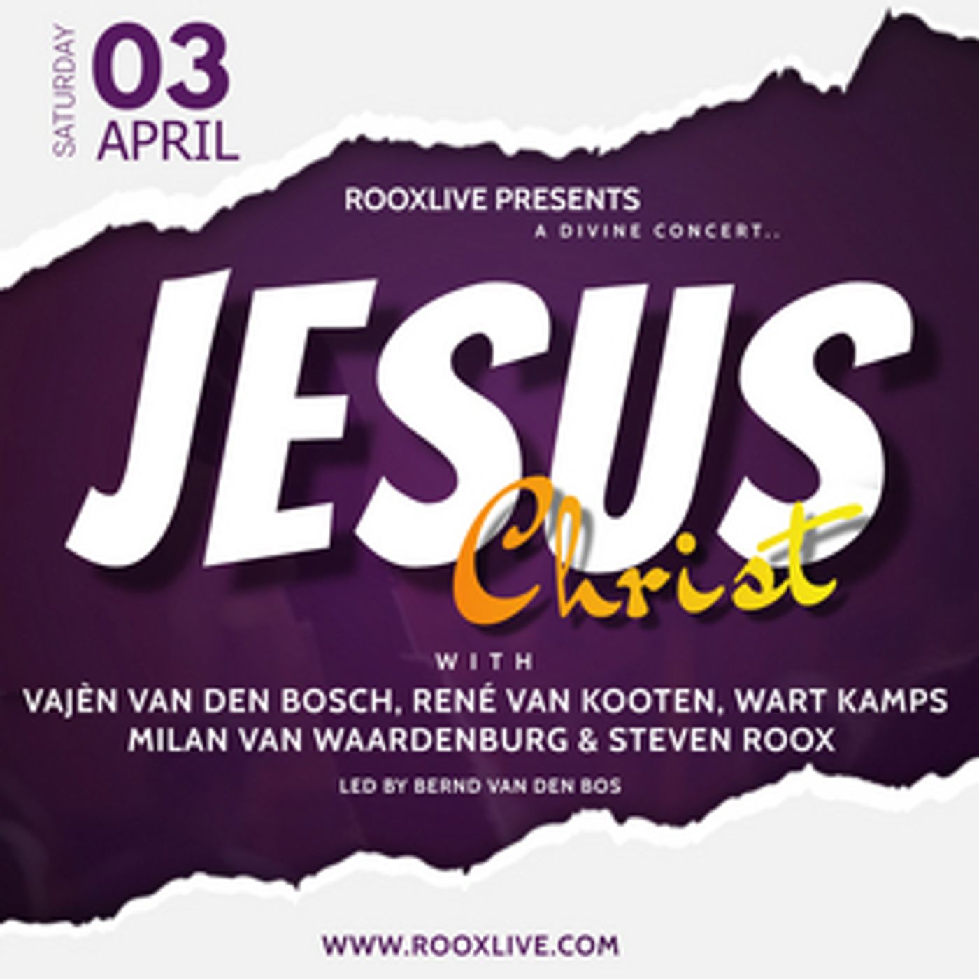 Feature: JESUS CHRIST, EEN MUSICALCONCERT MET VAJÈN VAN DEN BOSCH EN RENE VAN KOOTEN Feature: JESUS CHRIST, EEN MUSICALCONCERT MET VAJÈN VAN DEN BOSCH EN RENE VAN KOOTEN Image