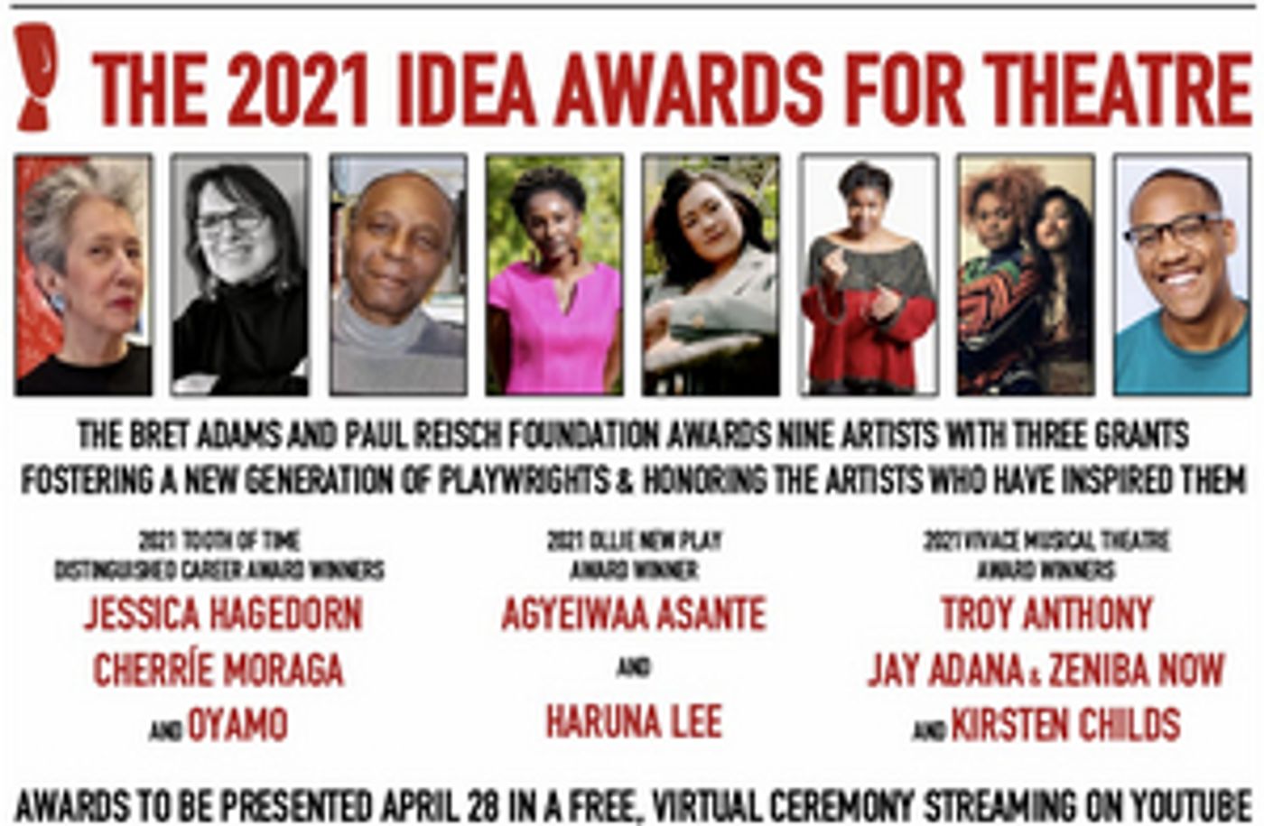 2021 Idea Awards for Theatre to be Presented in Virtual Ceremony on April 28 2021 Idea Awards for Theatre to be Presented in Virtual Ceremony on April 28 Image