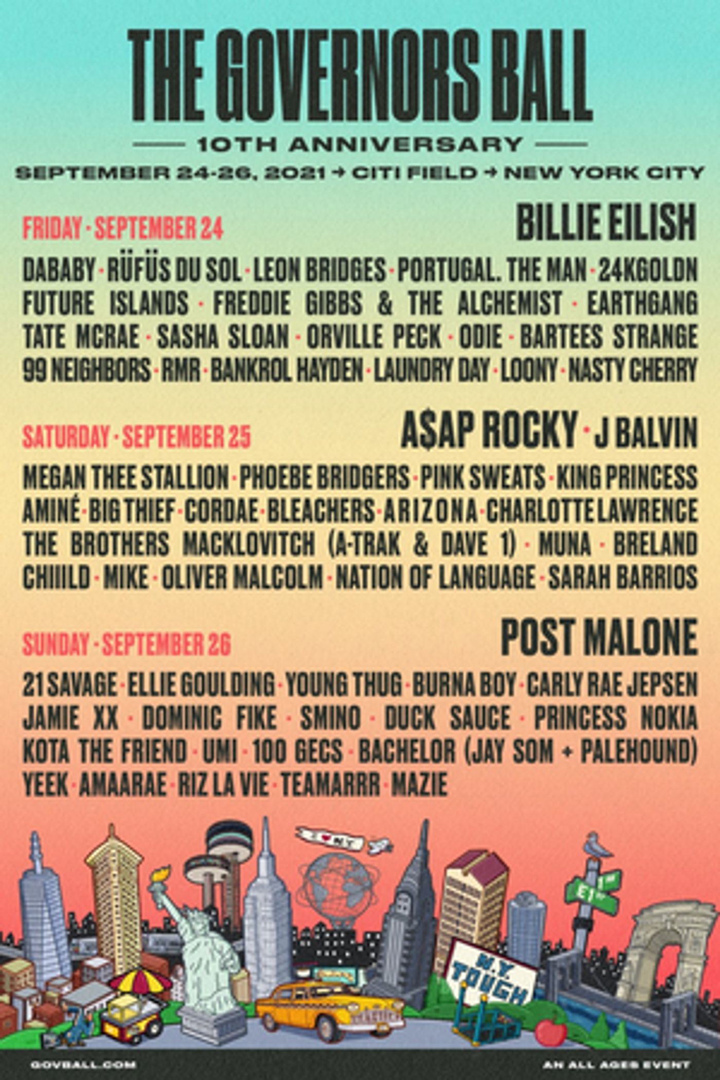 Governors Ball Music Festival Announces 2021 Lineup Governors Ball Music Festival Announces 2021 Lineup Image