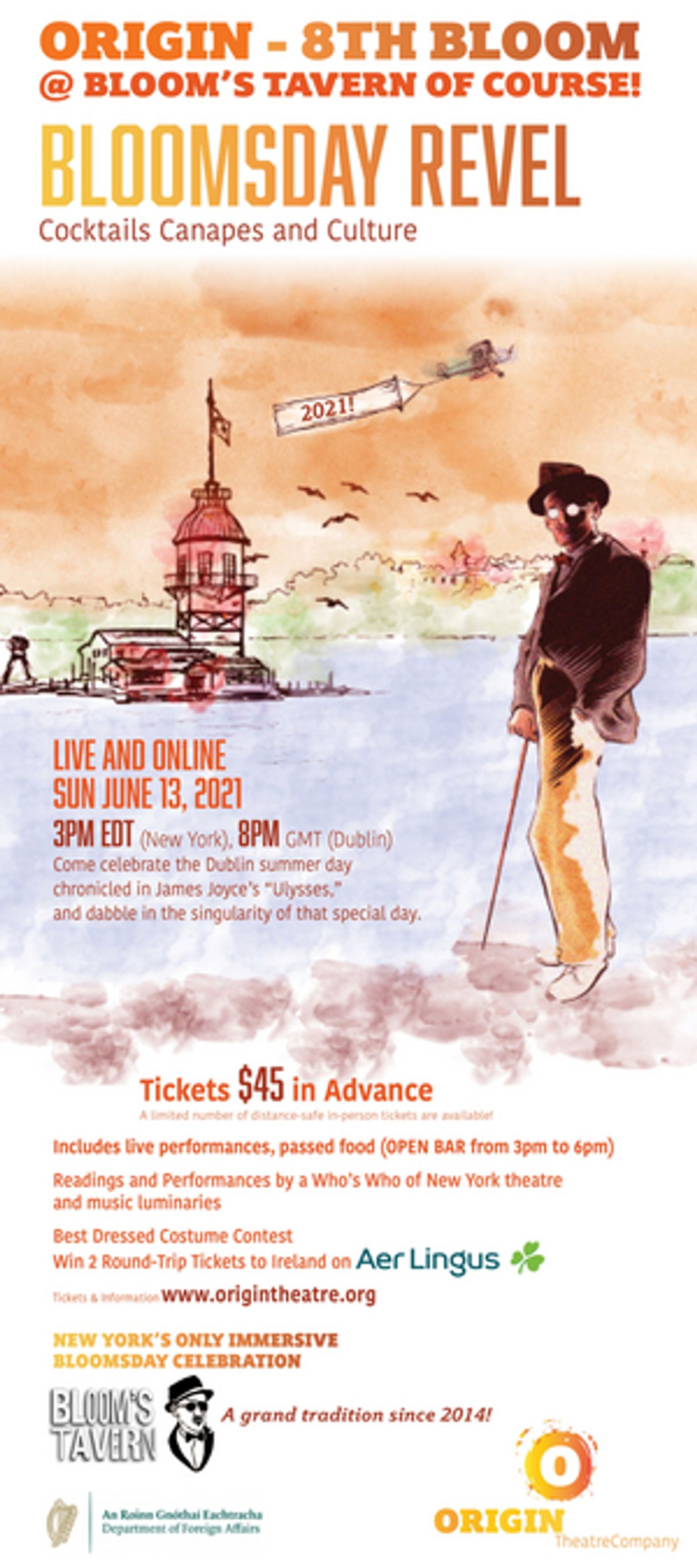 Origin Theatre Company Announces  2021 BLOOMSDAY REVEL  Image