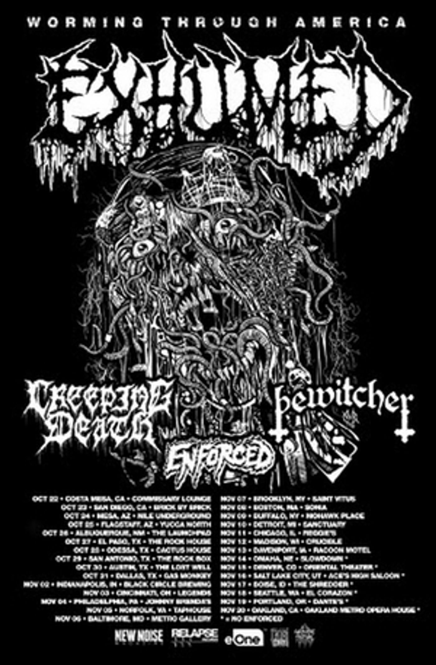 Bewitcher & Enforced Join Exhumed on 'Worming Through America' Fall Tour  Image