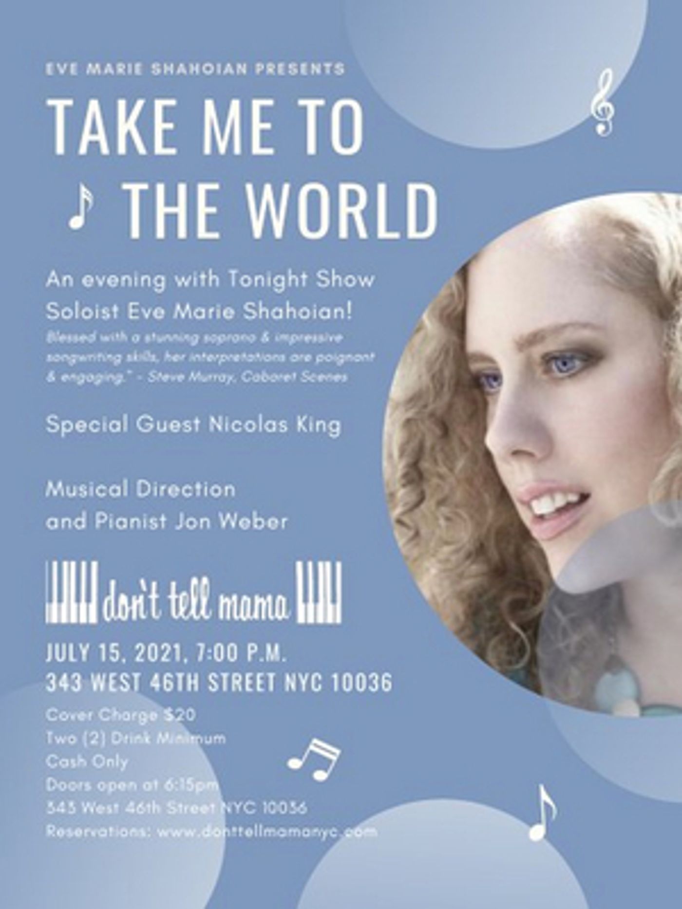 Review: EVE MARIE SHAHOIAN: TAKE ME TO THE WORLD Is an Elegant Look at Gratitude at Don't Tell Mama  Image