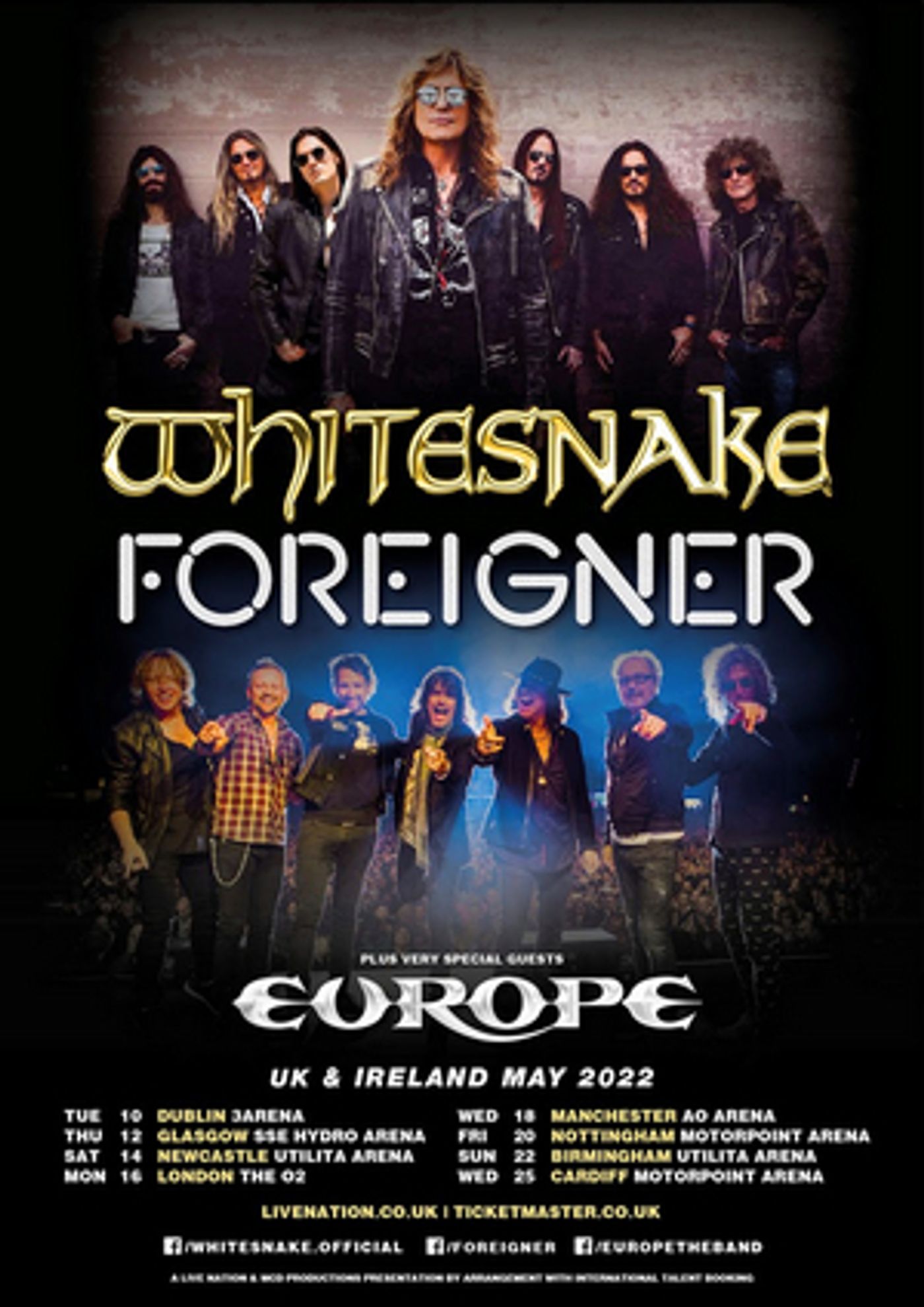 Whitesnake & Foreigner Announce U.K. & Ireland 2022 Tour  Image