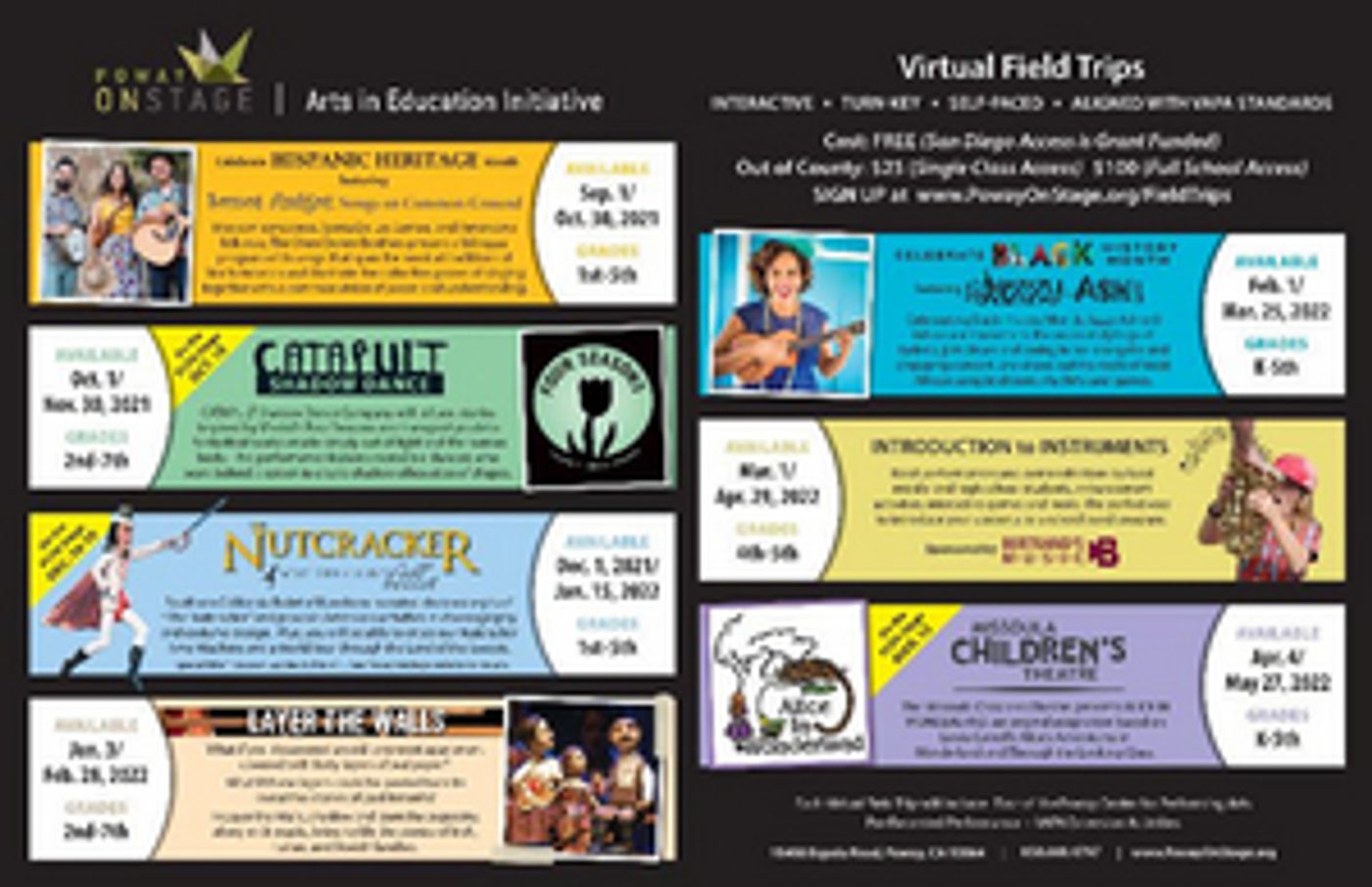 Poway OnStage Announces the Return of its Virtual Field Trip Series  Image
