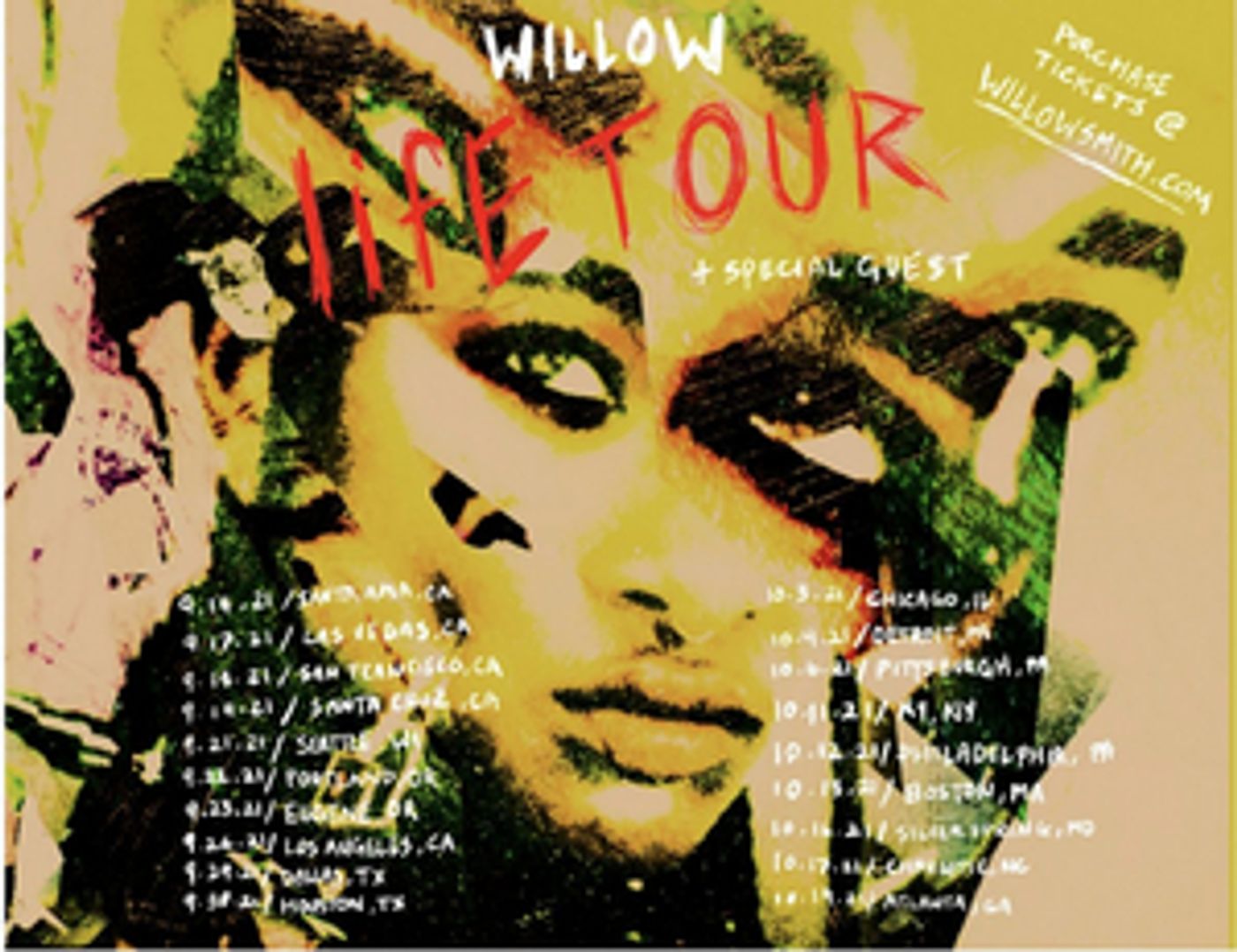 WILLOW Announces 2021 lifE Tour & Touring with Billie Eilish in 2022; Full Tour Schedule  Image