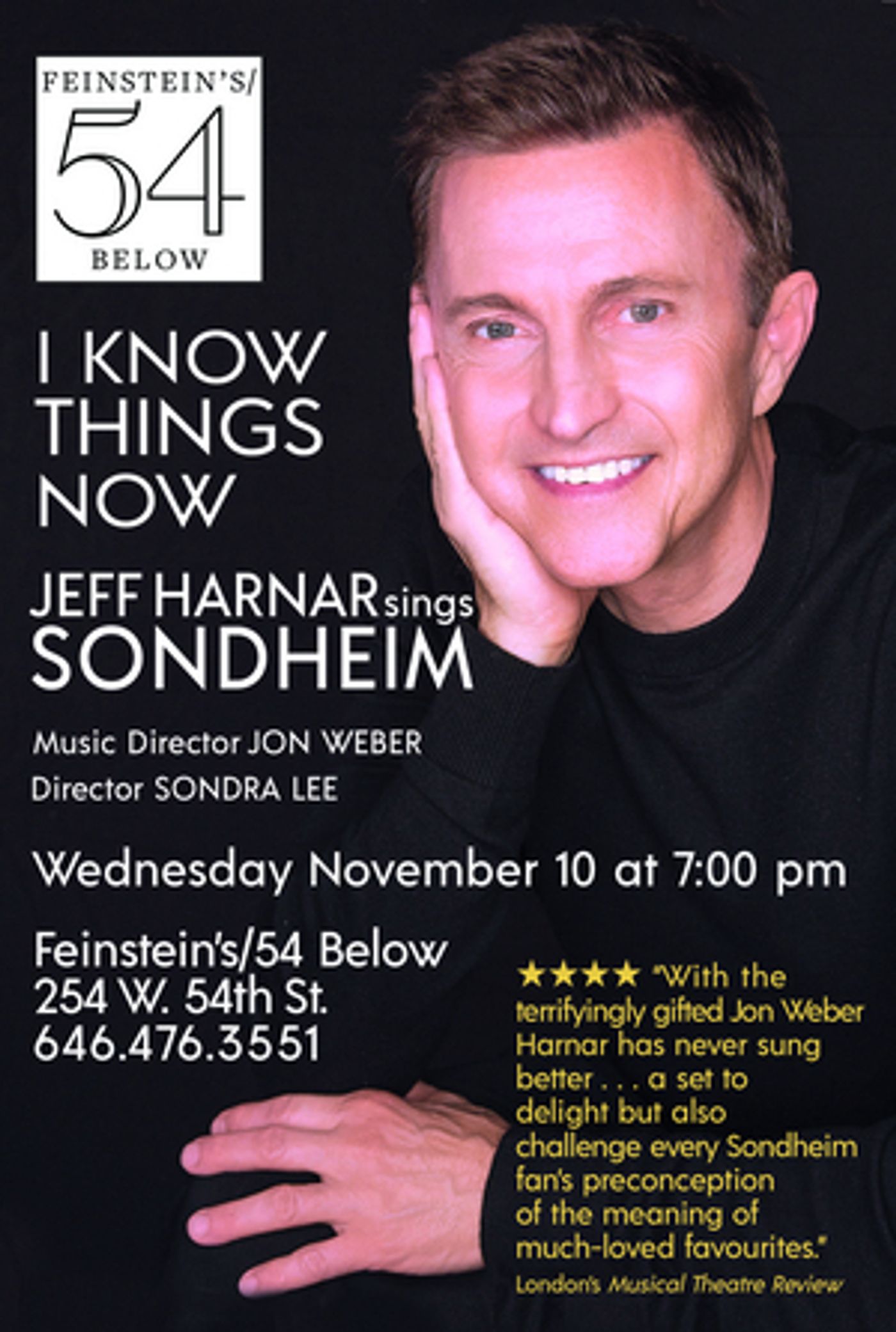 I KNOW THINGS NOW: JEFF HARNAR SINGS SONDHEIM is Coming to Feinstein's/54 Below  Image