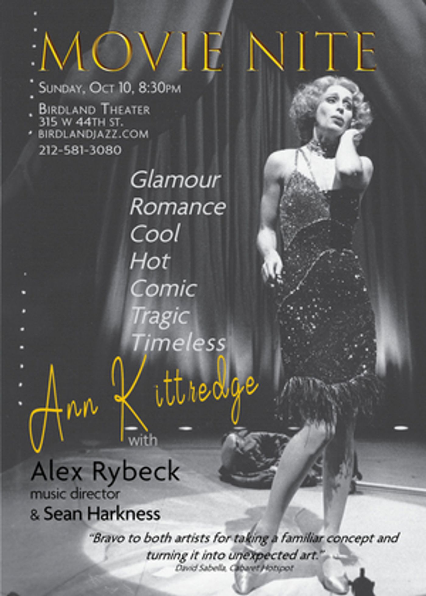 Ann Kittredge to Bring MOVIE NITE to The Birdland Theater  Image