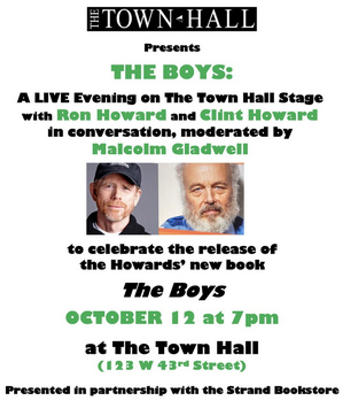 Ron Howard and Clint Howard to Take Part in THE BOYS Event at The Town Hall Ron Howard and Clint Howard to Take Part in THE BOYS Event at The Town Hall Image