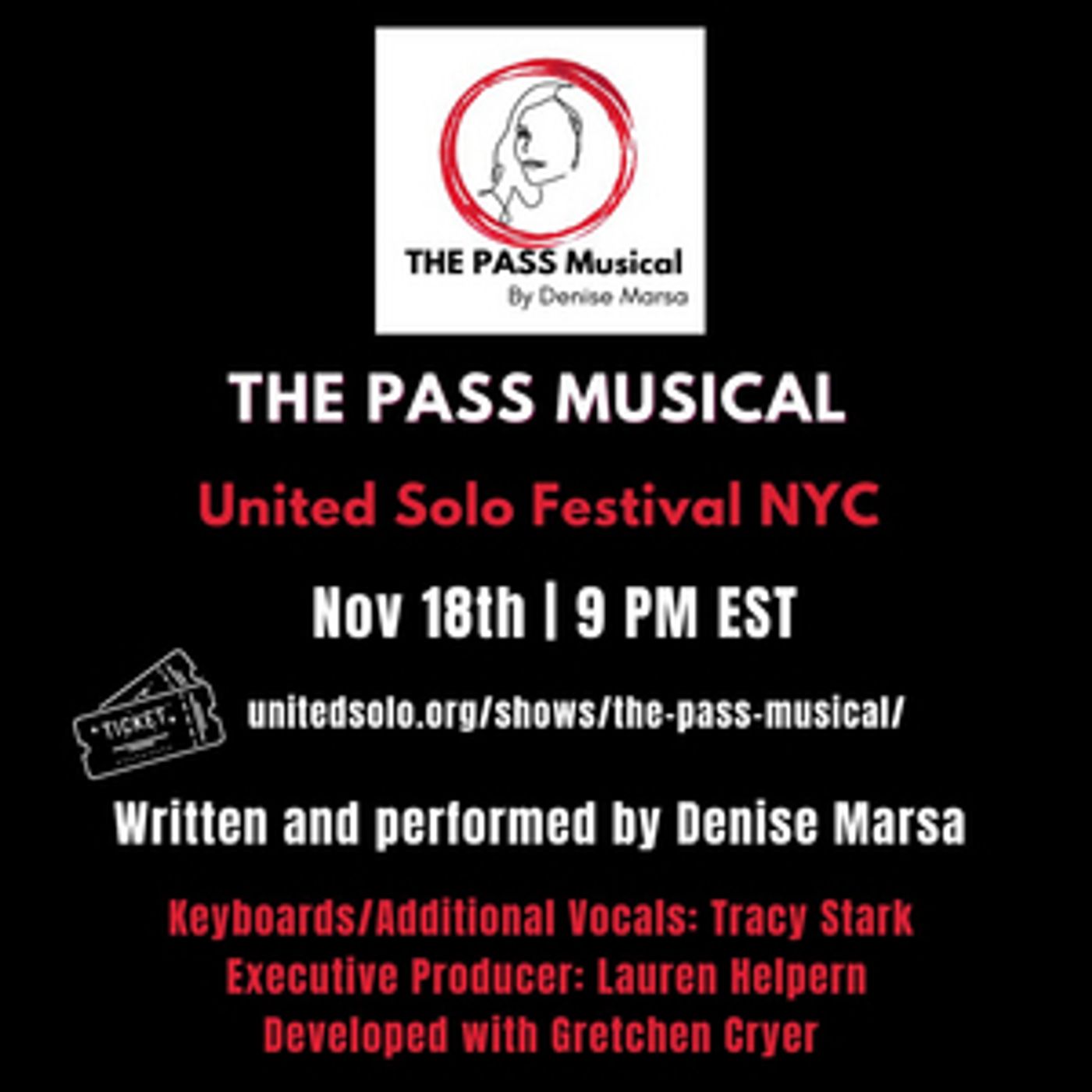 Denise Marsa's THE PASS Will Be Performed at the 2021 United Solo Festival Denise Marsa's THE PASS Will Be Performed at the 2021 United Solo Festival Image