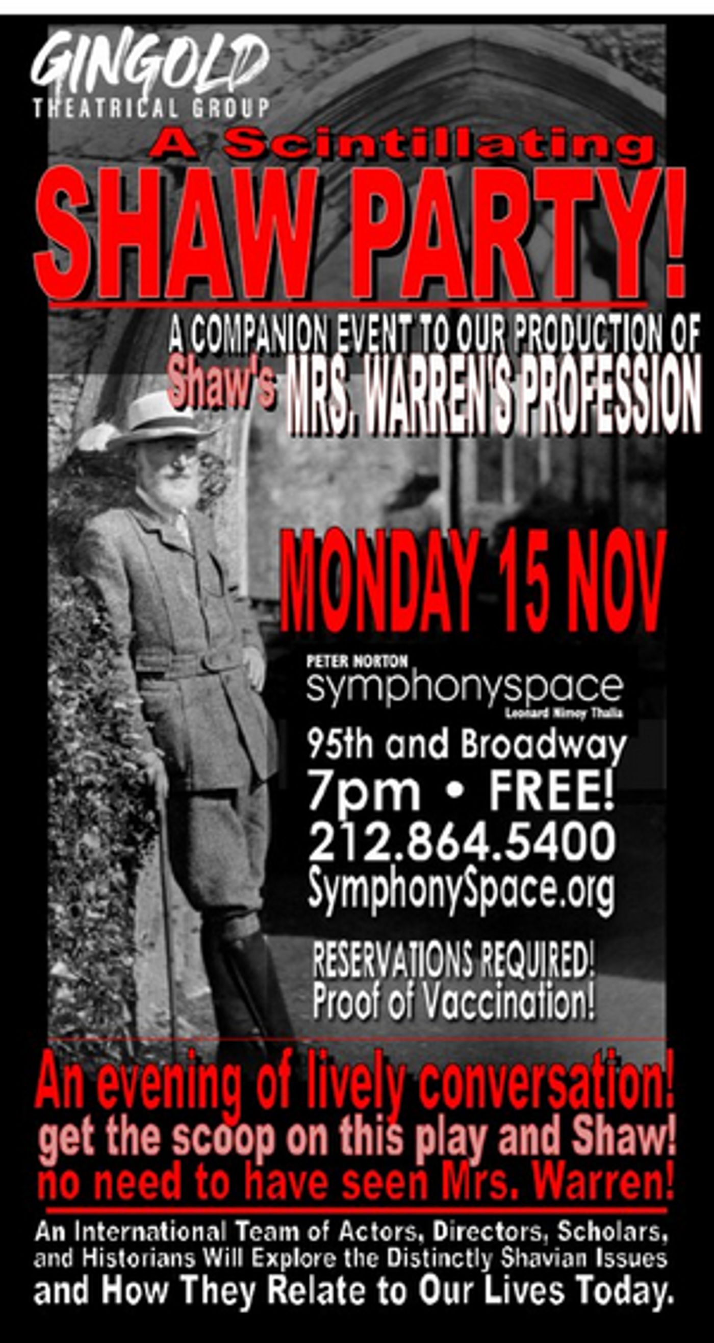 A SCINTILLATING SHAW PARTY Announced Featuring Cast Members From MRS. WARREN'S PROFESSION & More  Image