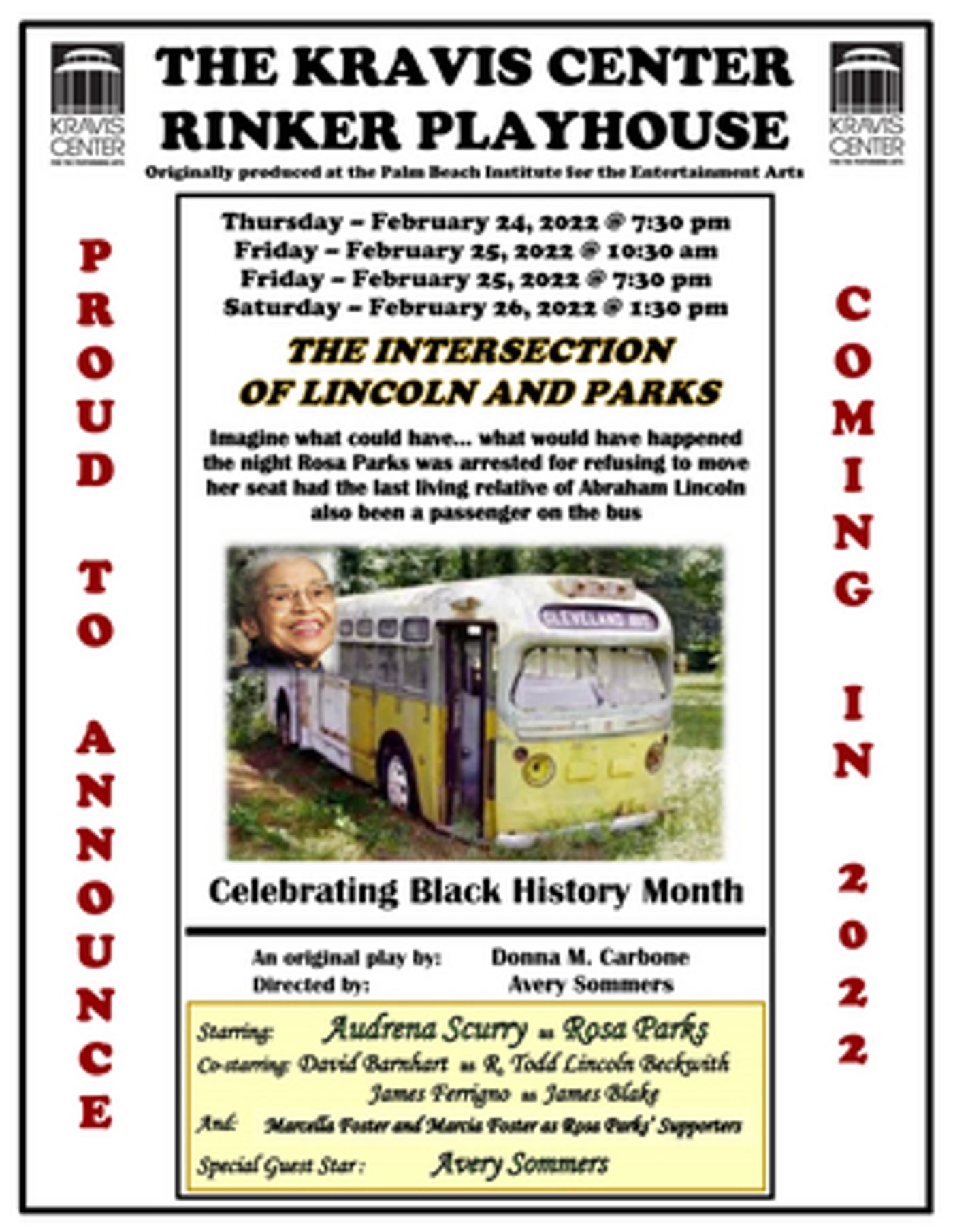 INTERSECTION OF LINCOLN AND PARKS Coming to the Kravis Center's Rinker Playhouse in February  Image