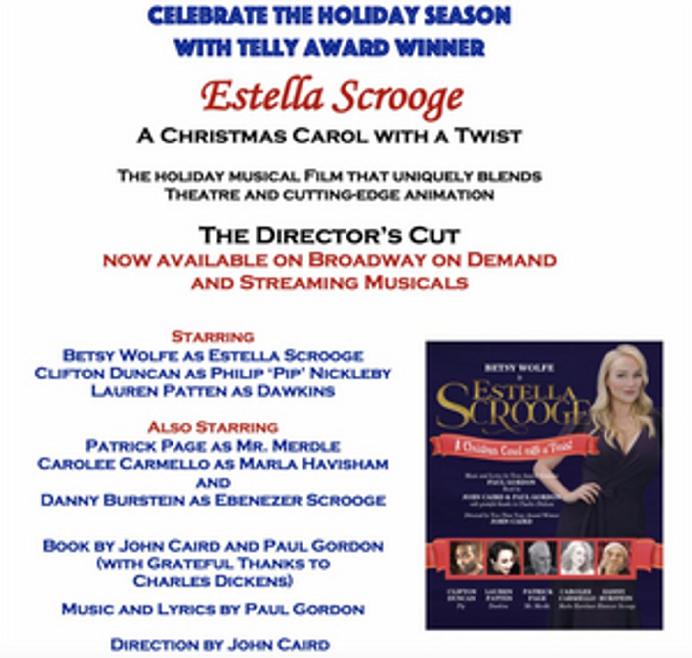 ESTELLA SCROOGE Now Available on Broadway on Demand and Streaming Musicals ESTELLA SCROOGE Now Available on Broadway on Demand and Streaming Musicals Image