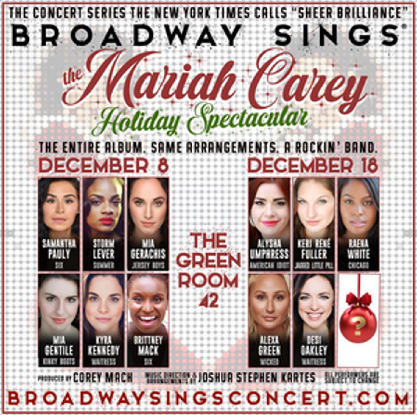 BROADWAY SINGS A MARIAH CAREY HOLIDAY SPECTACULAR to be Livestreamed BROADWAY SINGS A MARIAH CAREY HOLIDAY SPECTACULAR to be Livestreamed Image