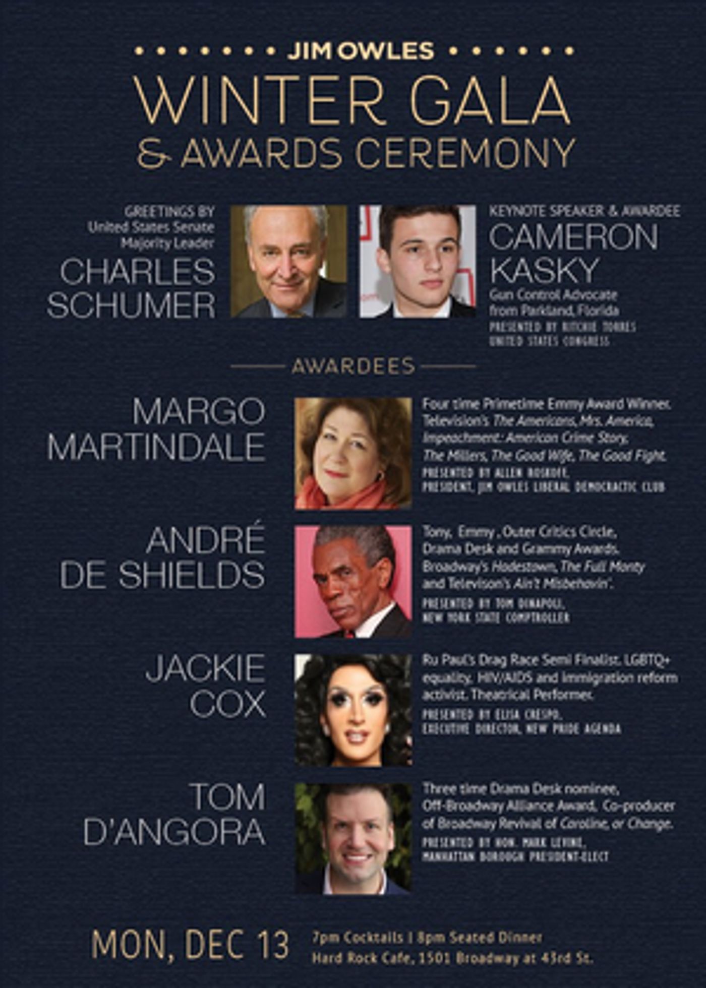 André De Shields, Margo Martindale, Jackie Cox, Tom D'Angora and More to be Honored by the JIM OWLES LIBERAL DEMOCRATIC CLUB  Image