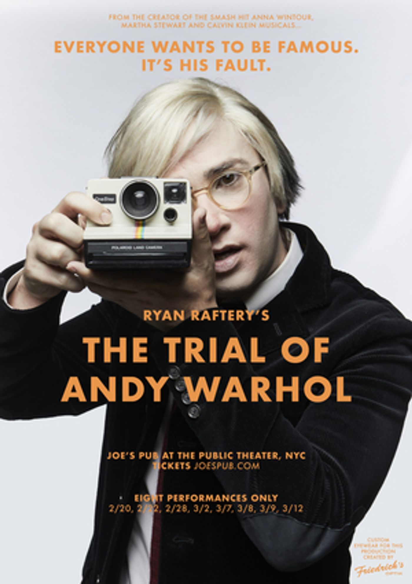 Ryan Raftery's THE TRIAL OF ANDY WARHOL Comes to Joe's Pub in February; Casting Announced Ryan Raftery's THE TRIAL OF ANDY WARHOL Comes to Joe's Pub in February; Casting Announced Image