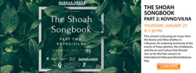 Harold Green Jewish Theatre Company Announces Return of The Shoah Songbook Series Image