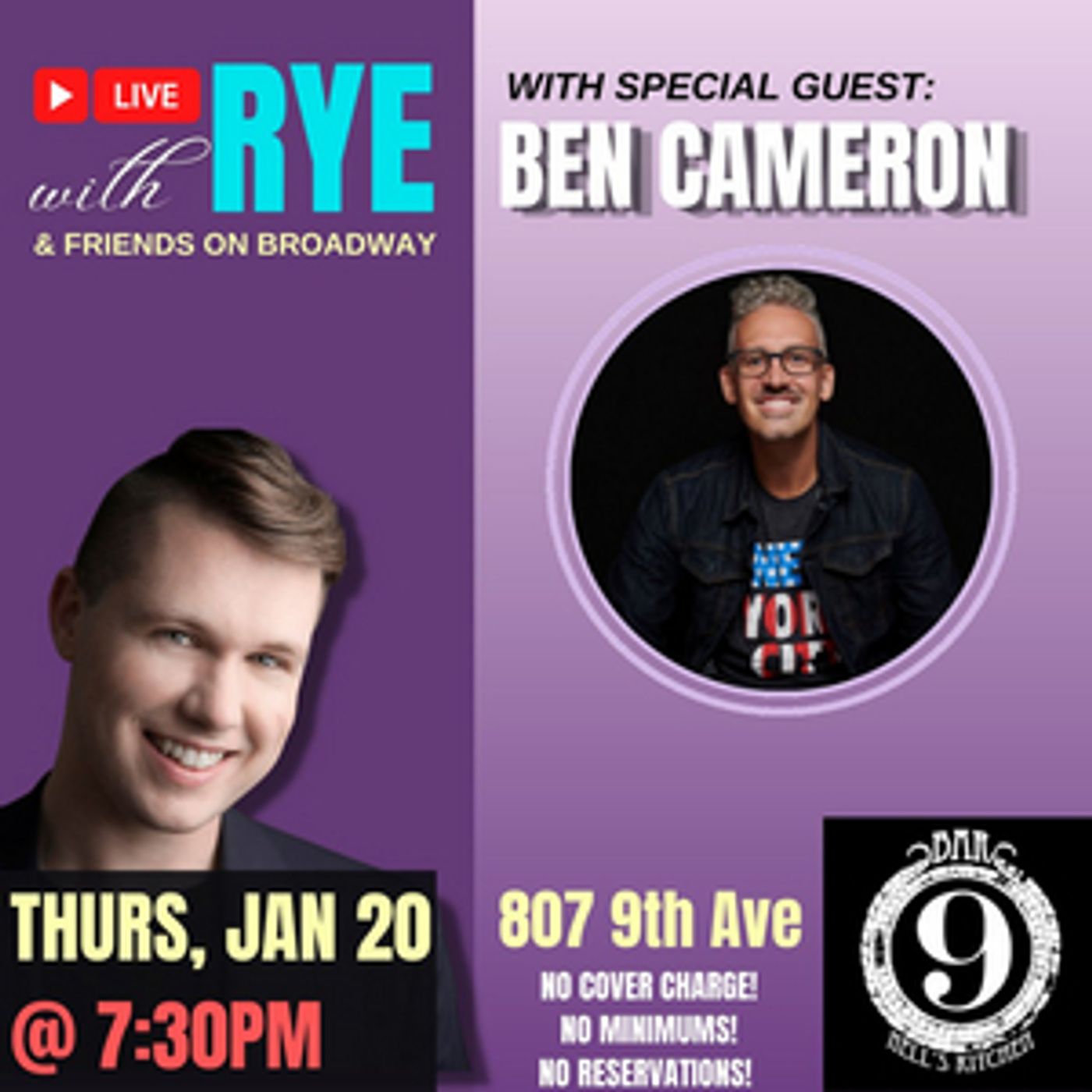 Ben Cameron to Join LIVE WITH RYE & FRIENDS ON BROADWAY!  Image