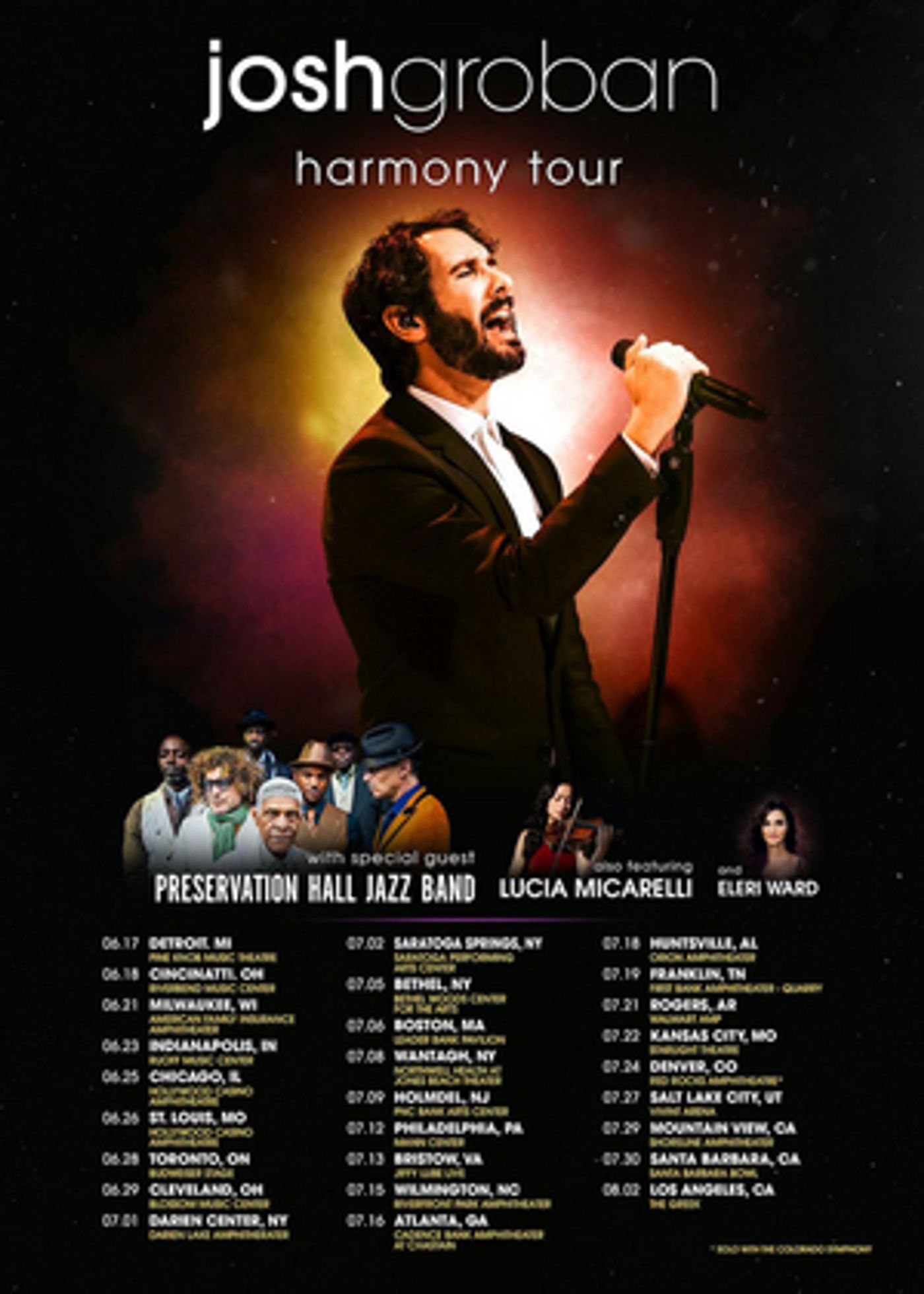 Josh Groban Announces 2022 Harmony Summer Tour  Image