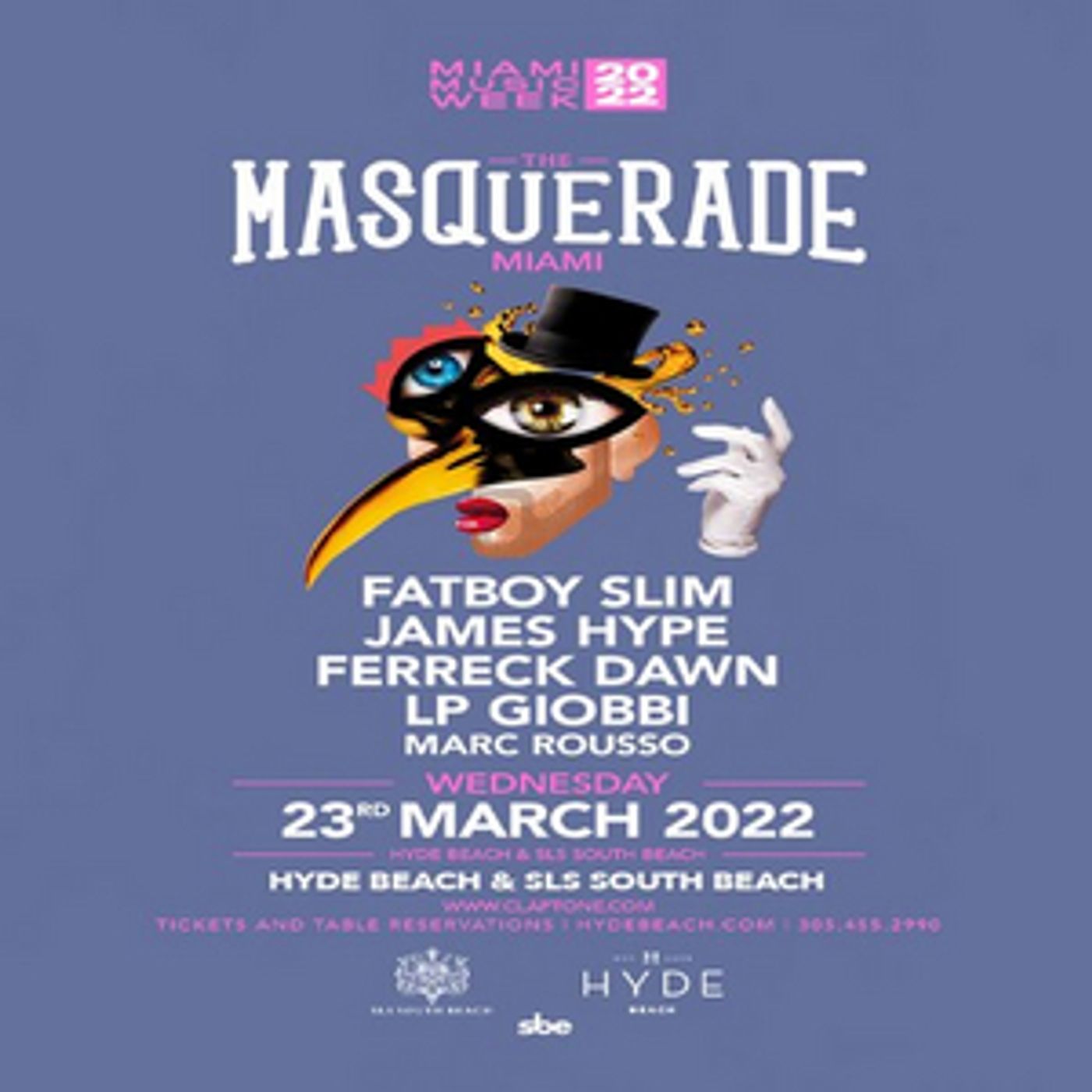 Fatboy Slim, James Hype & More Announced for 'The Masquerade' Miami Music Week  Image