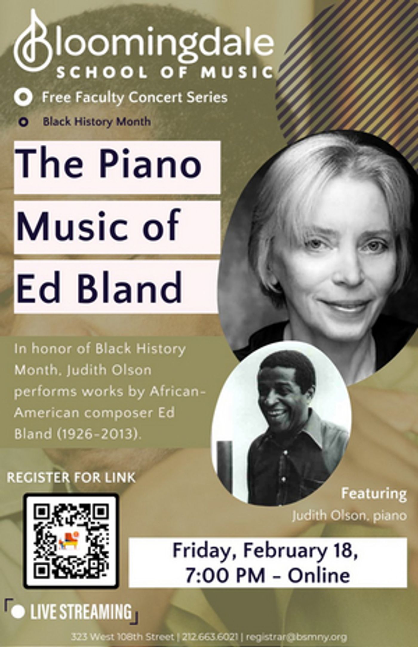 Bloomingdale School of Music to Present THE PIANO MUSIC OF ED BLAND Bloomingdale School of Music to Present THE PIANO MUSIC OF ED BLAND Image